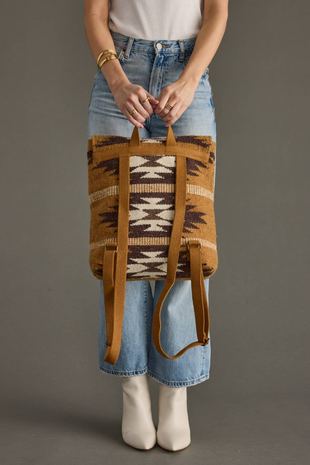 Western Backpack in Tan, Brown and Cream — view 4