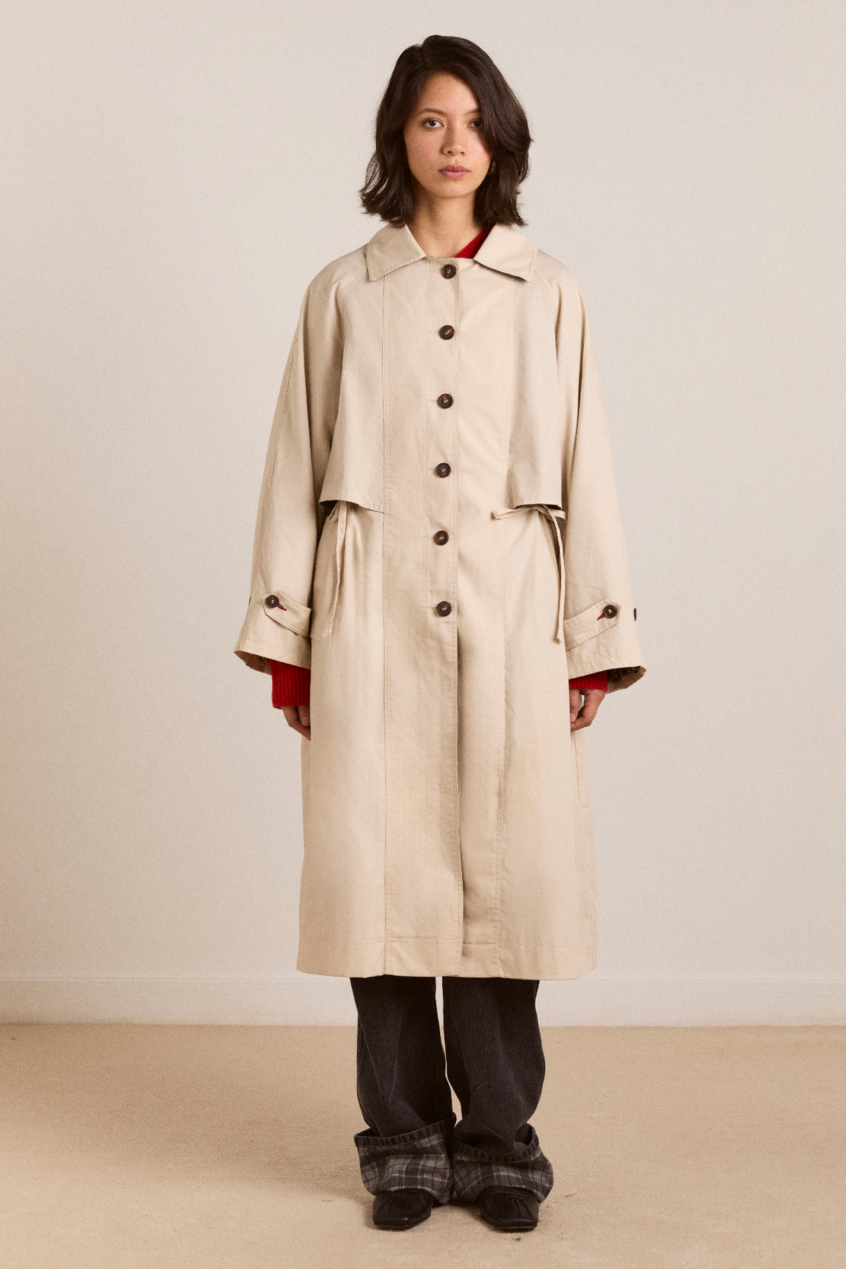 Camille Organic Cotton Trench in Cream - view 2