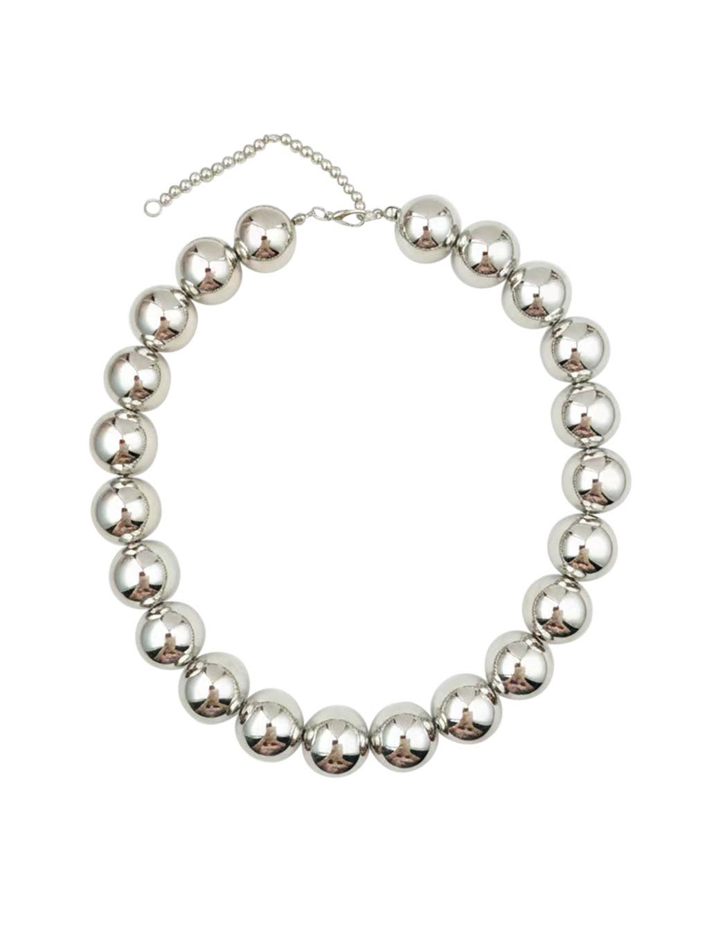 Kameron Silver Beaded Necklace — front view