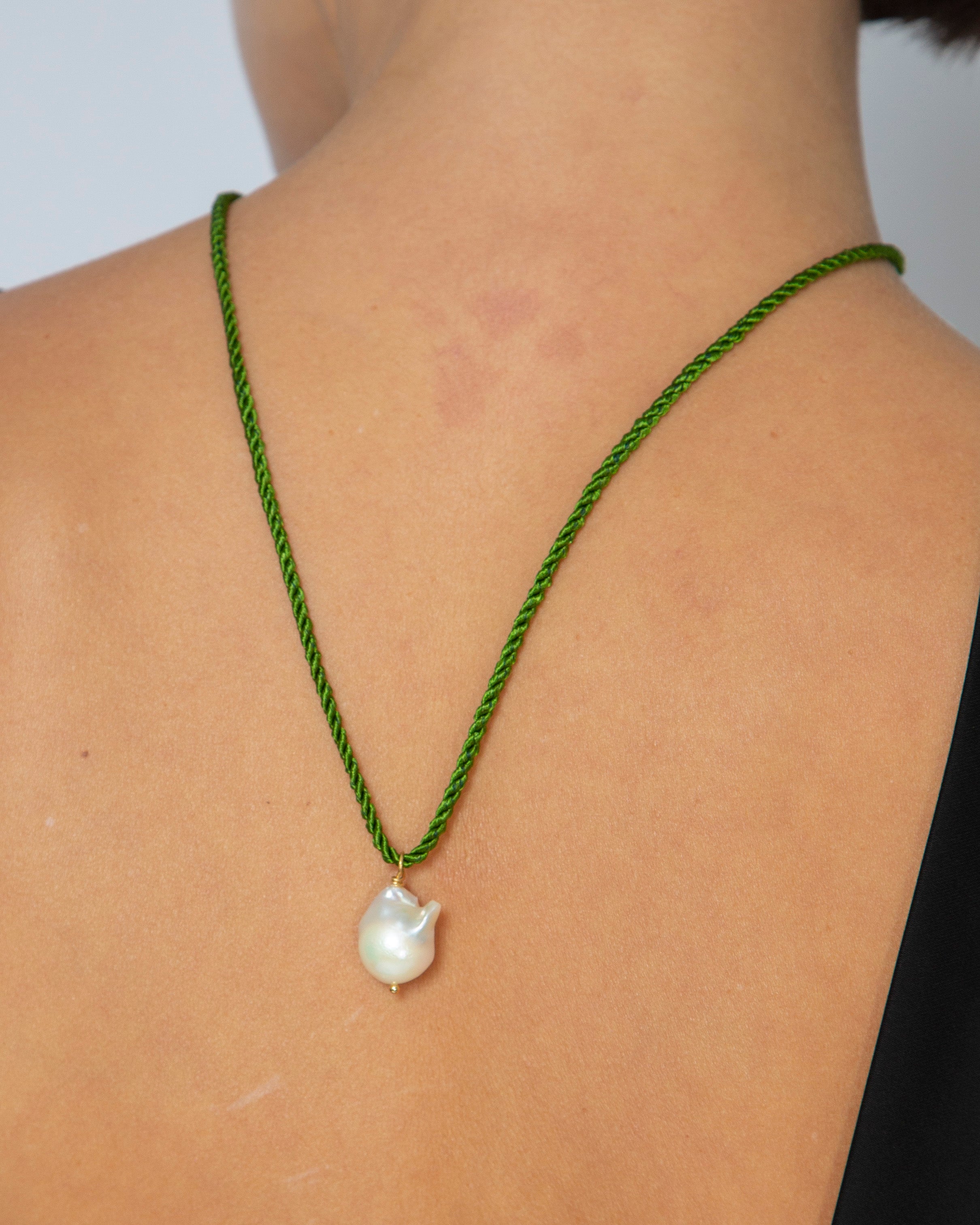 Baroque Pearl Necklace in Green — view 3