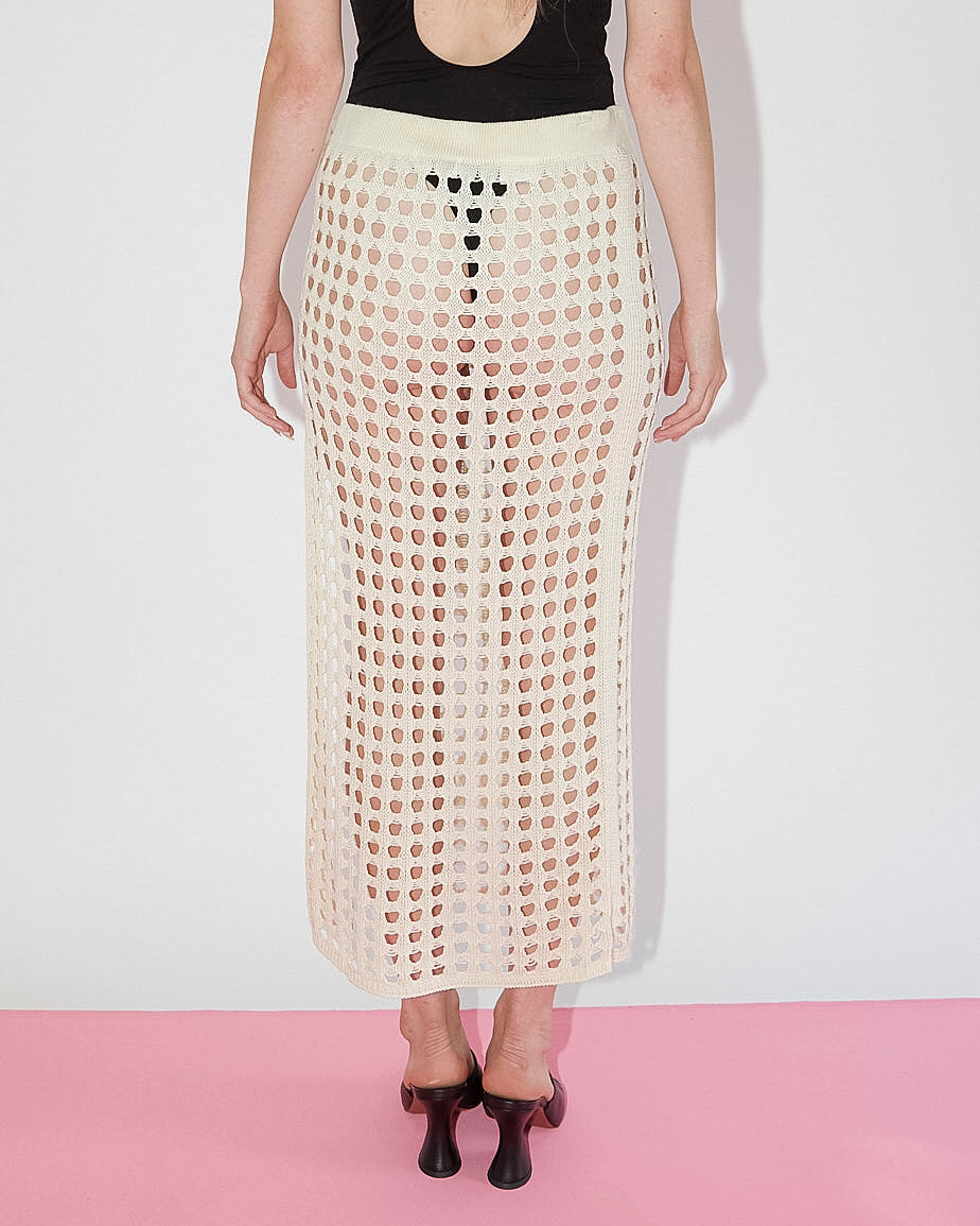 Mariela Knit Midi Skirt in Cream — view 6