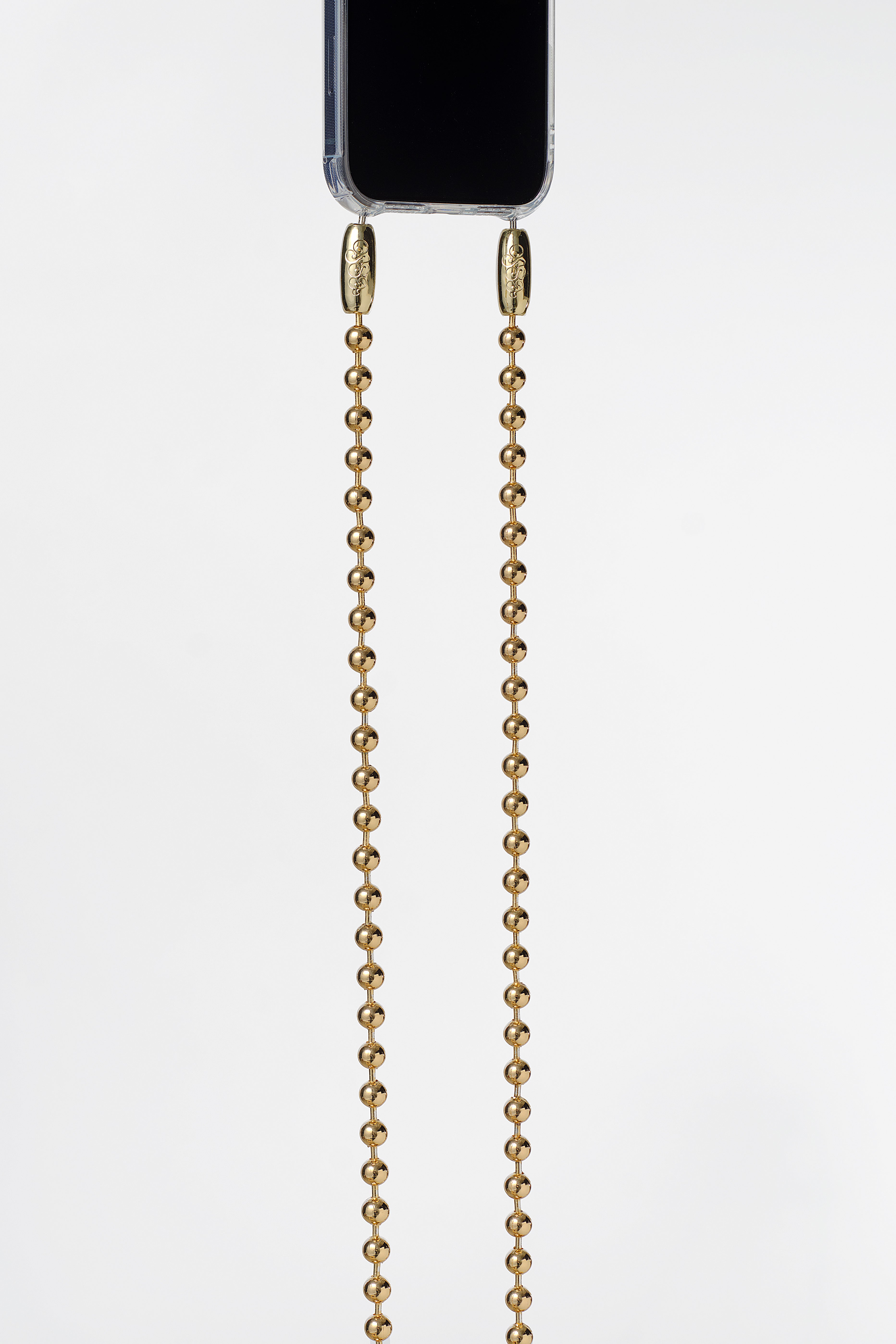 Ballchain Crossbody Phone Strap in Gold — front view