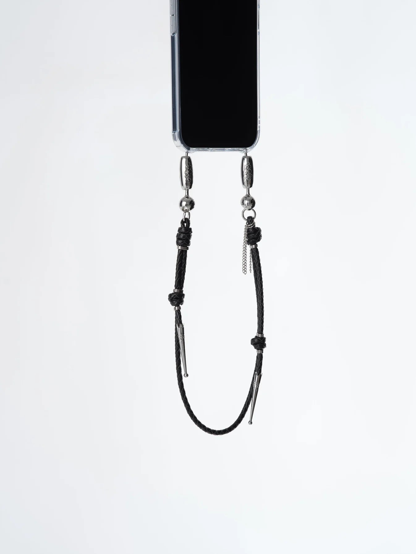 Leather Bolo Wristlet Phone Strap in Black — view 3