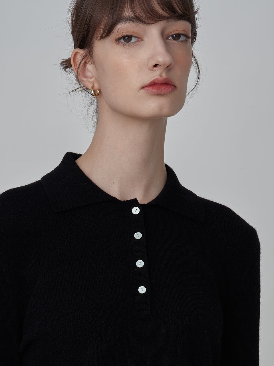 Classic Polo Sweater in Black