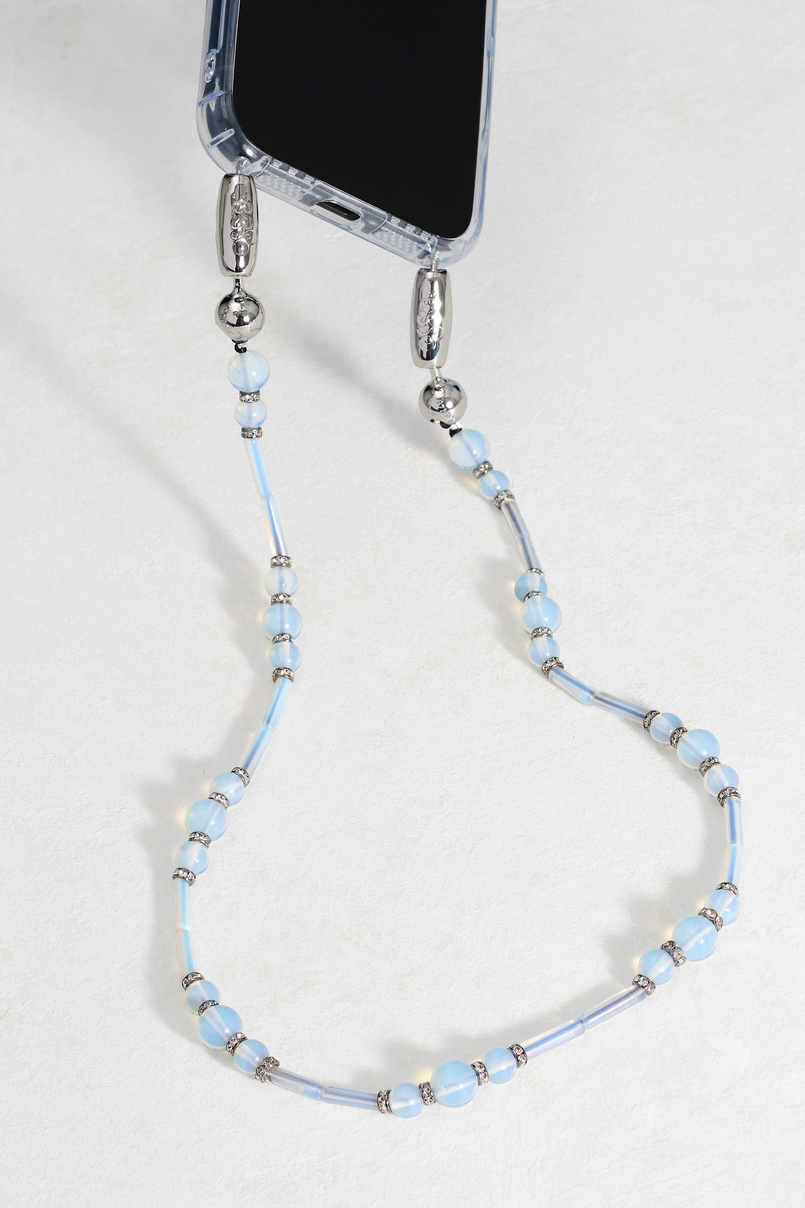 Helios Shoulder Phone Strap in Moonstone — front view