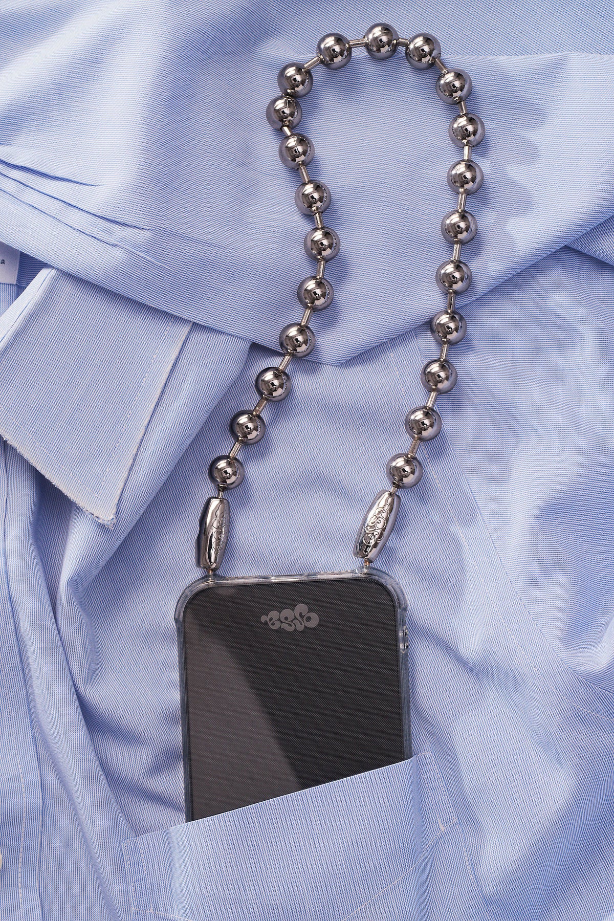 Exploded Ballchain Wristlet Phone Strap in Rhodium — view 6