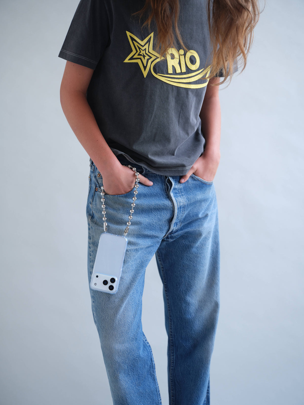 Exploded Ballchain Wristlet Phone Strap in Rhodium — view 3