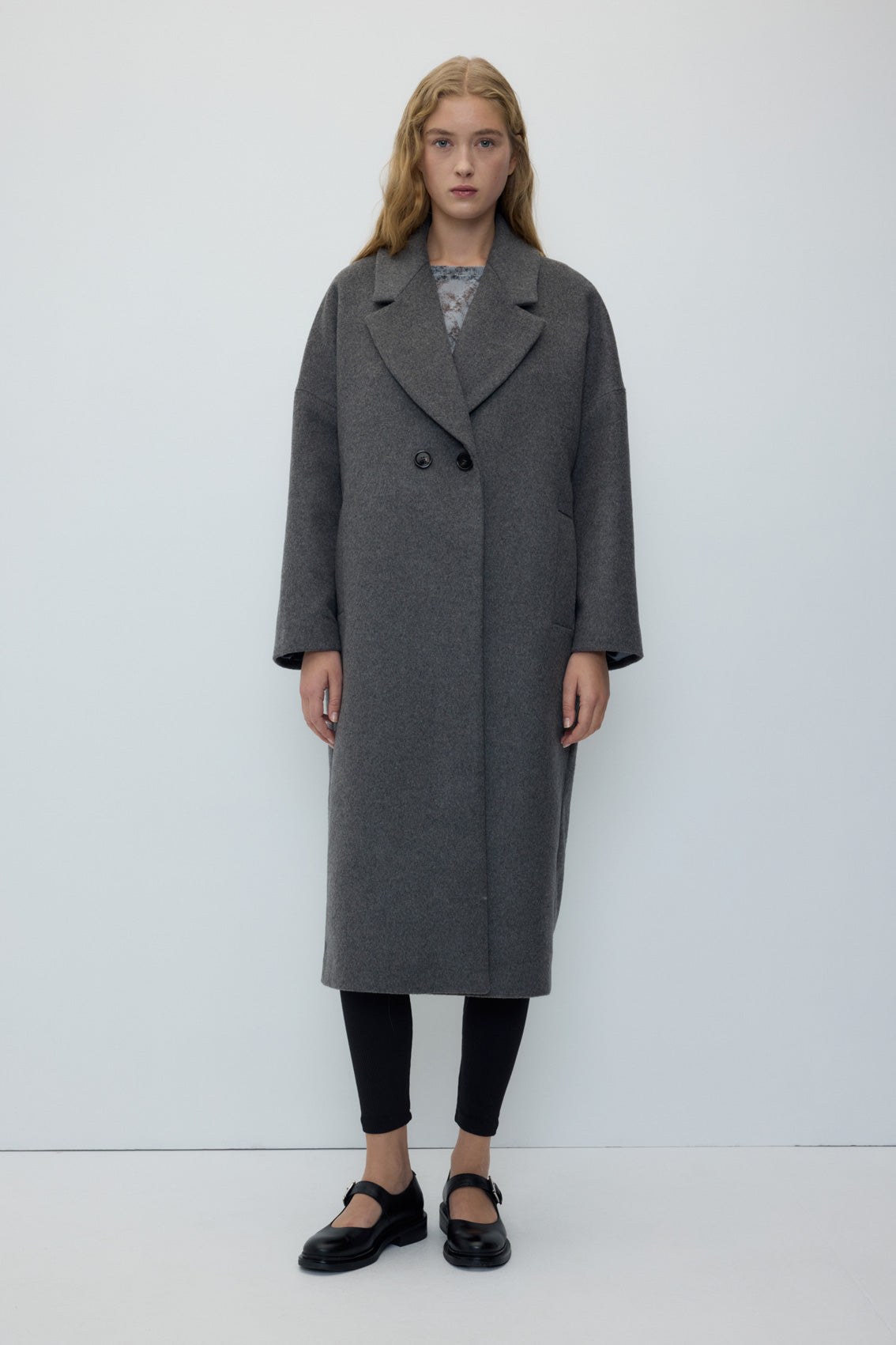 Cedar Coat in Grey — front, full length