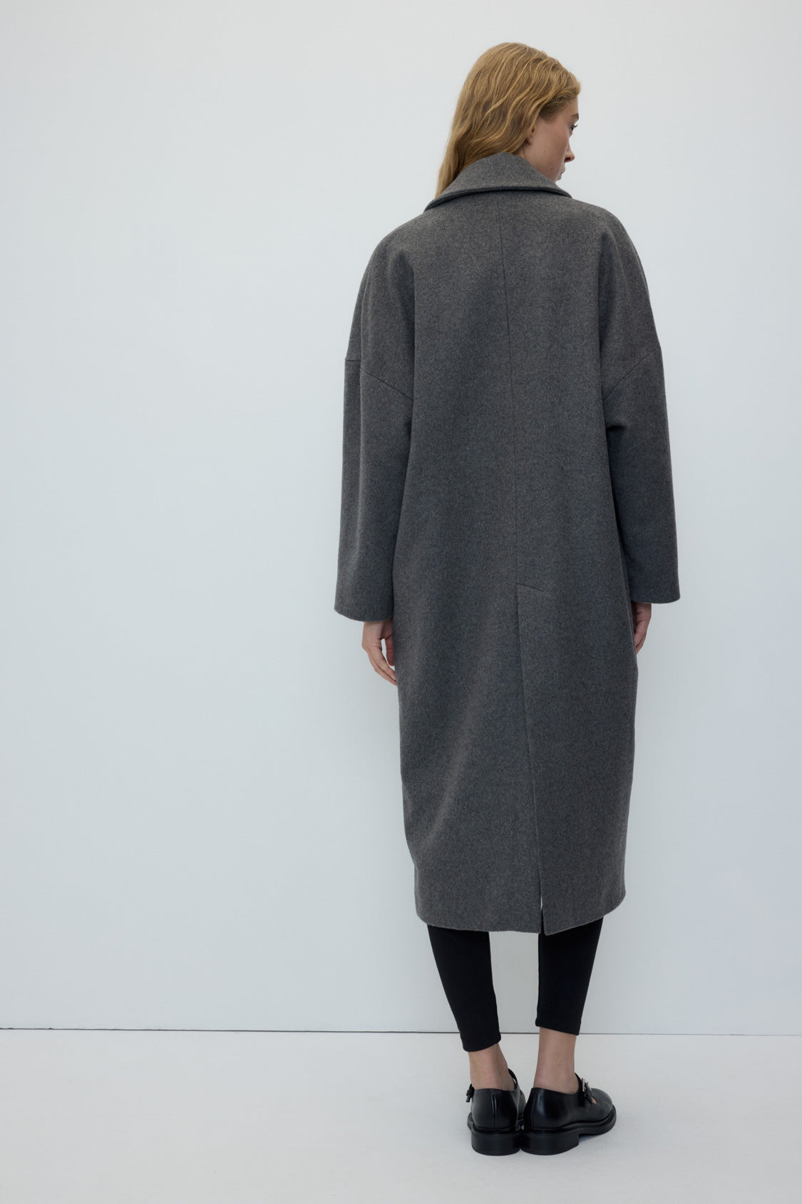 Cedar Coat in Grey — back, full length