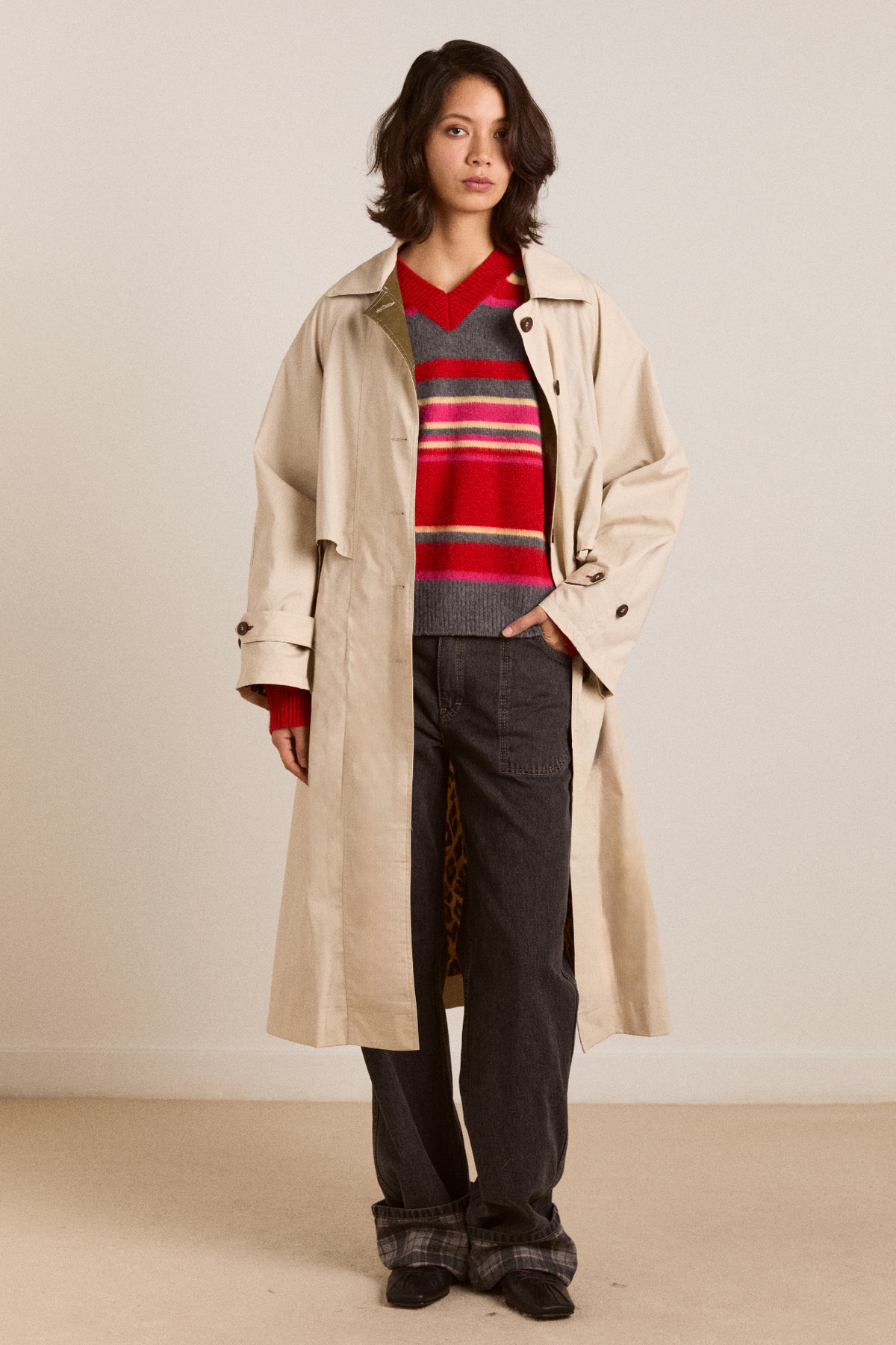 Camille Organic Cotton Trench in Cream - view 4