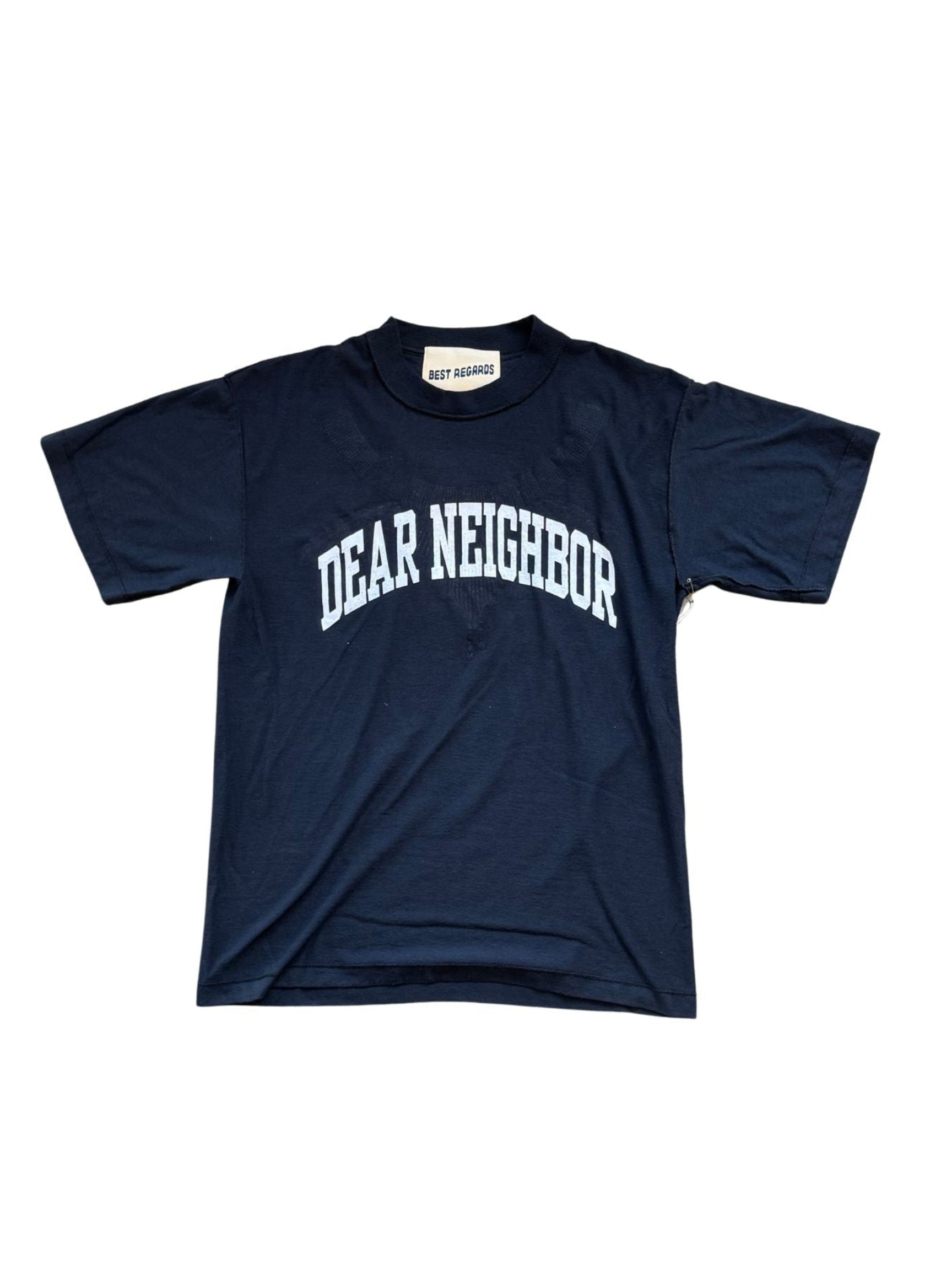 Dear Neighbor Varsity Tee in Black — front view