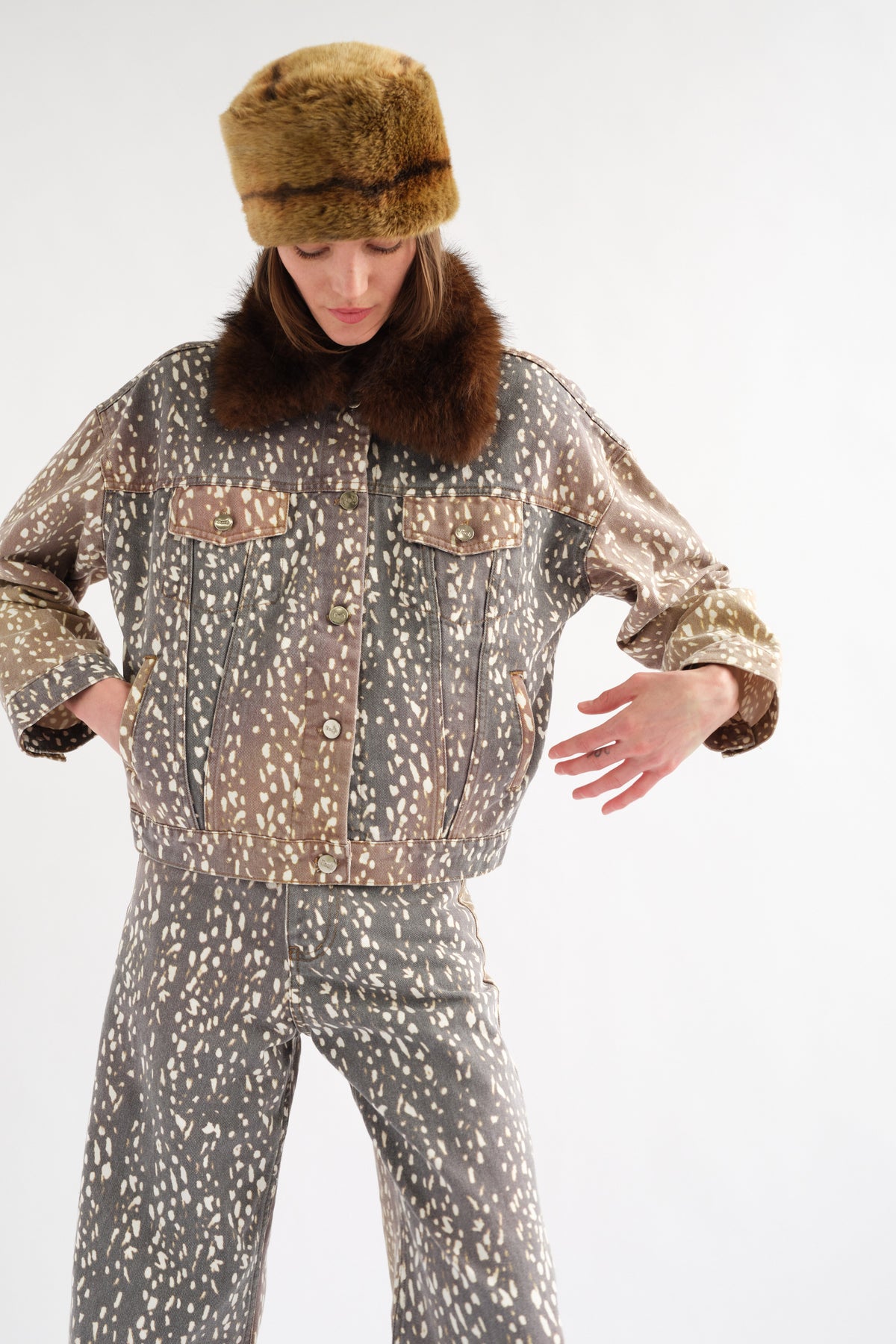 Munar Printed Denim Jacket by Tach Clothing, view 3