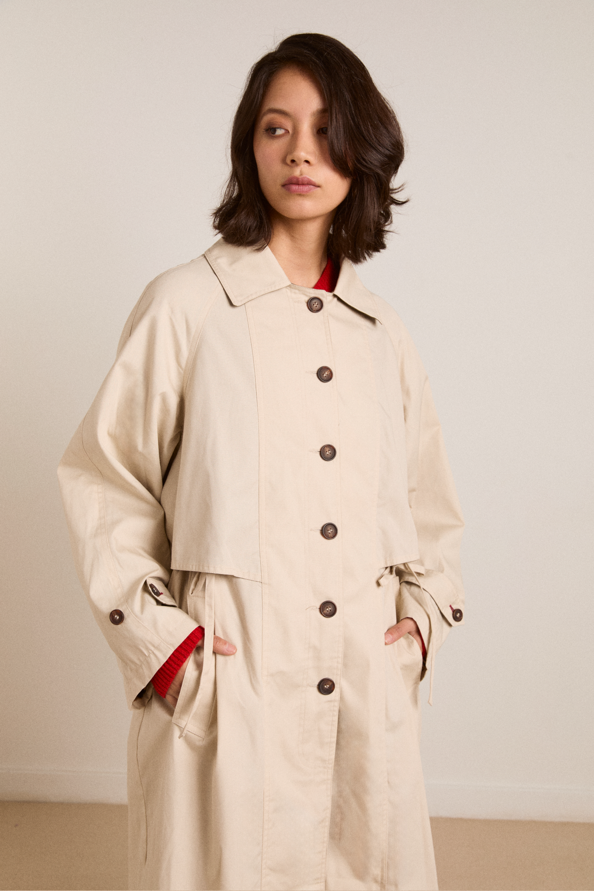 Camille Organic Cotton Trench in Cream - view 6