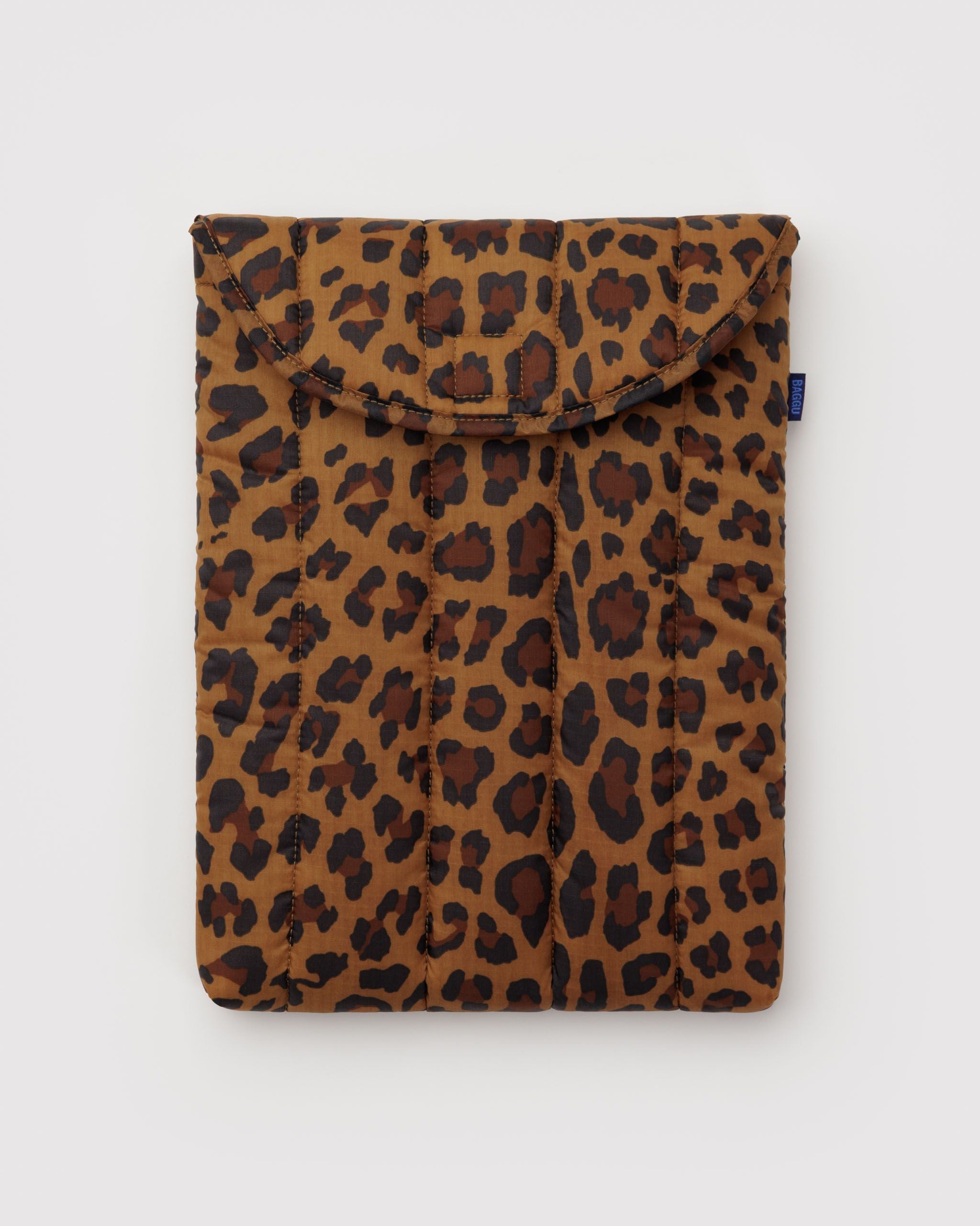 Baggu Puffy Laptop Sleeve in Leopard — view 1