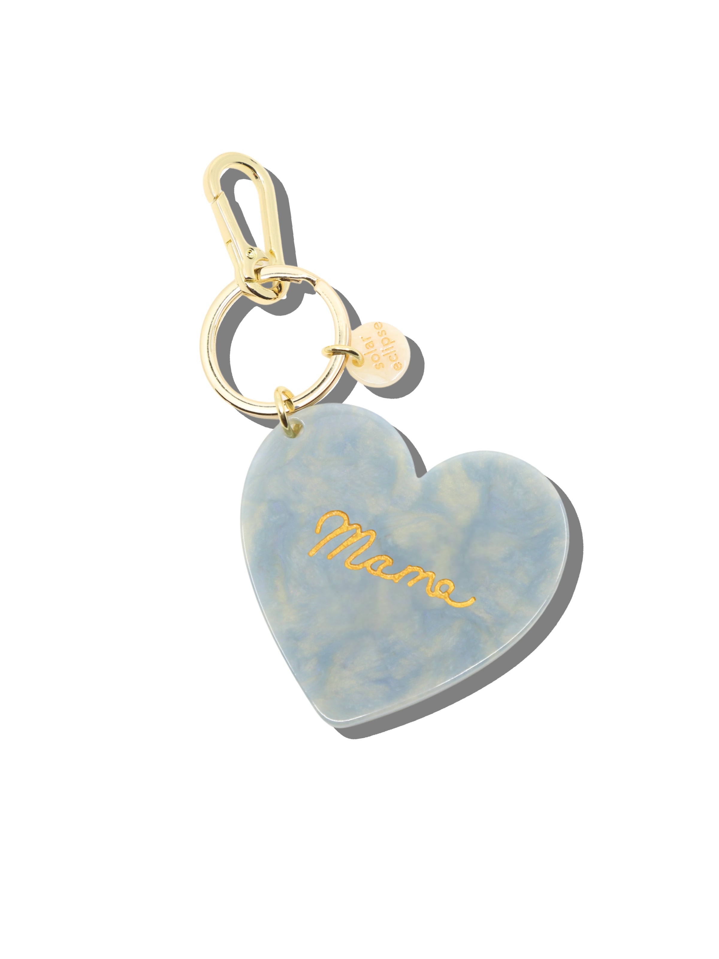 Mama Heart Bag Charm and Keychain in Baby Blue