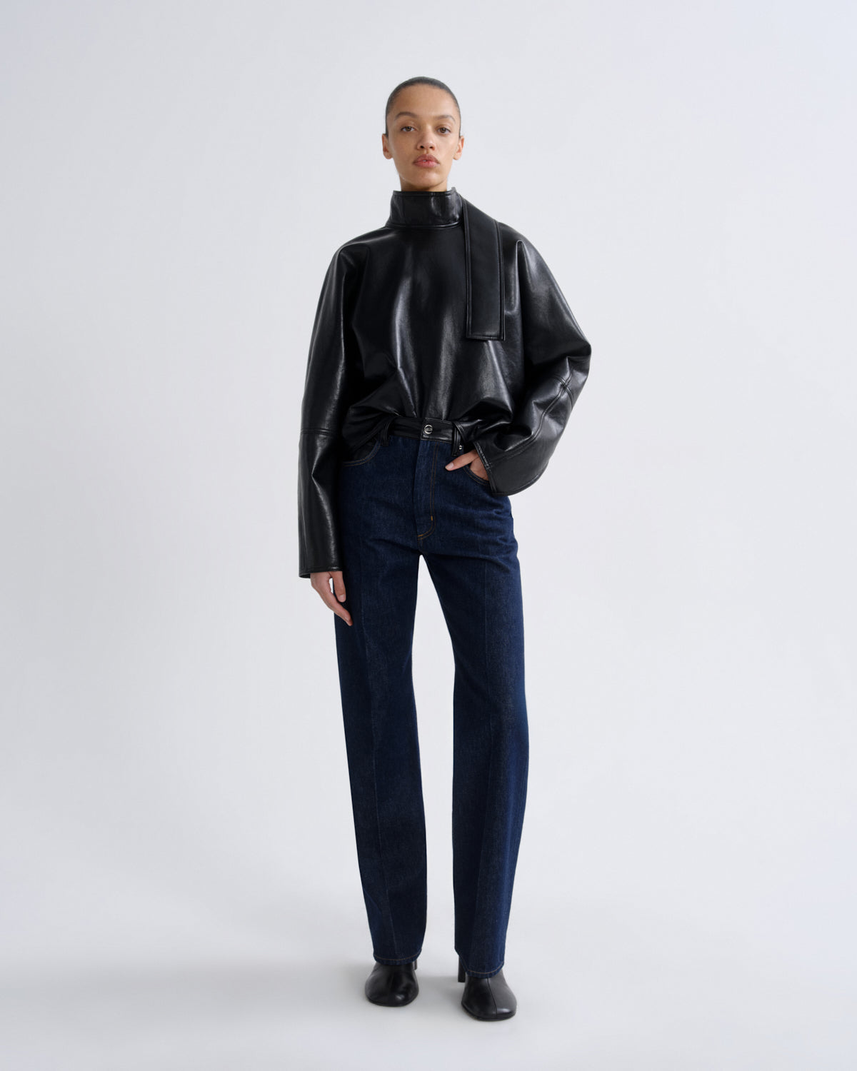Kembra Top in Recycled Leather in Detox — view 3