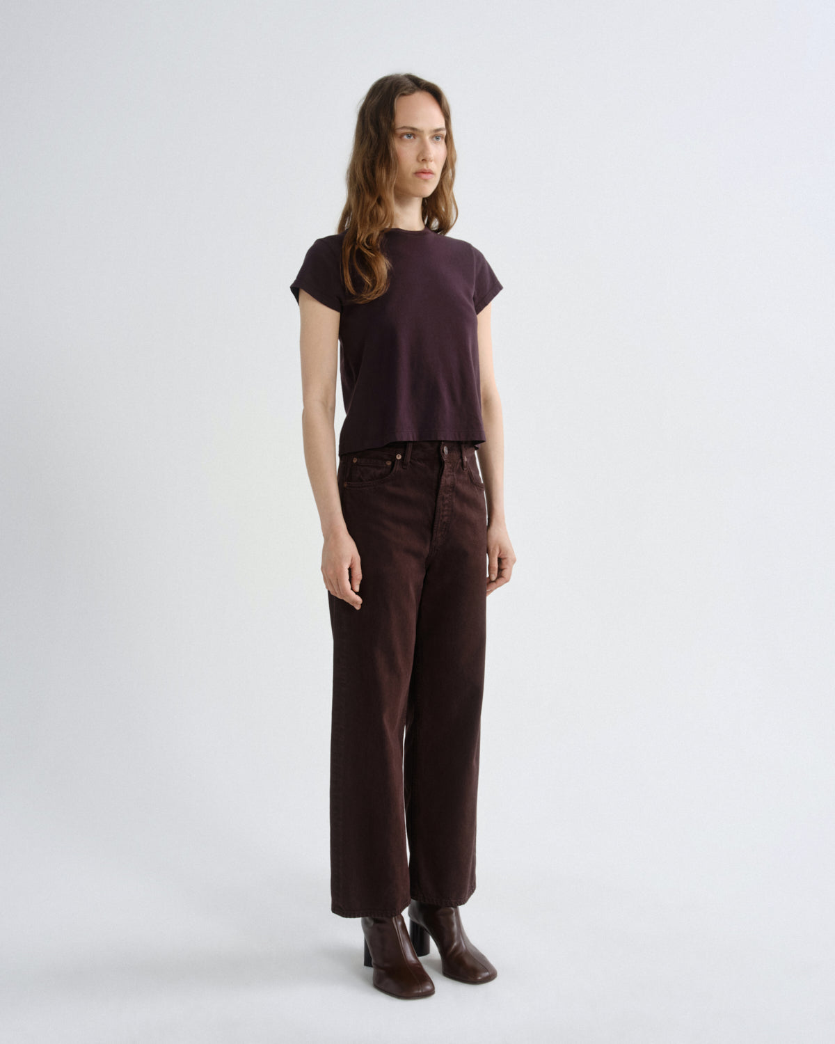 Ren High Rise Wide Leg Flyweight in Sloe Berry — view 3