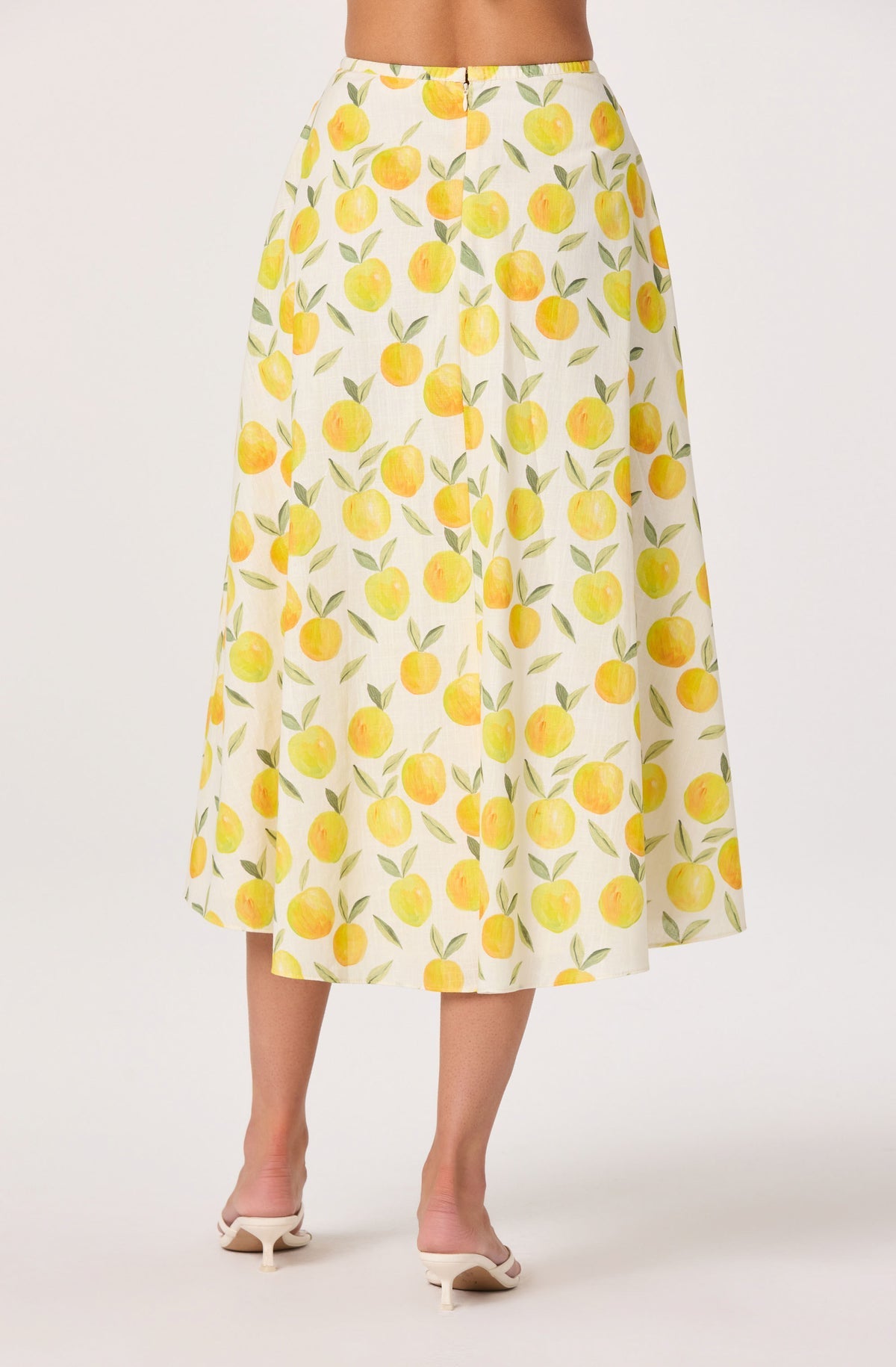 Myria Floral Linen A-Line Midi Skirt — view 4