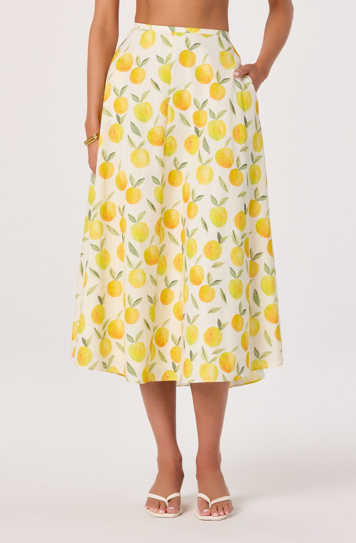 Myria Floral Linen A-Line Midi Skirt — view 5