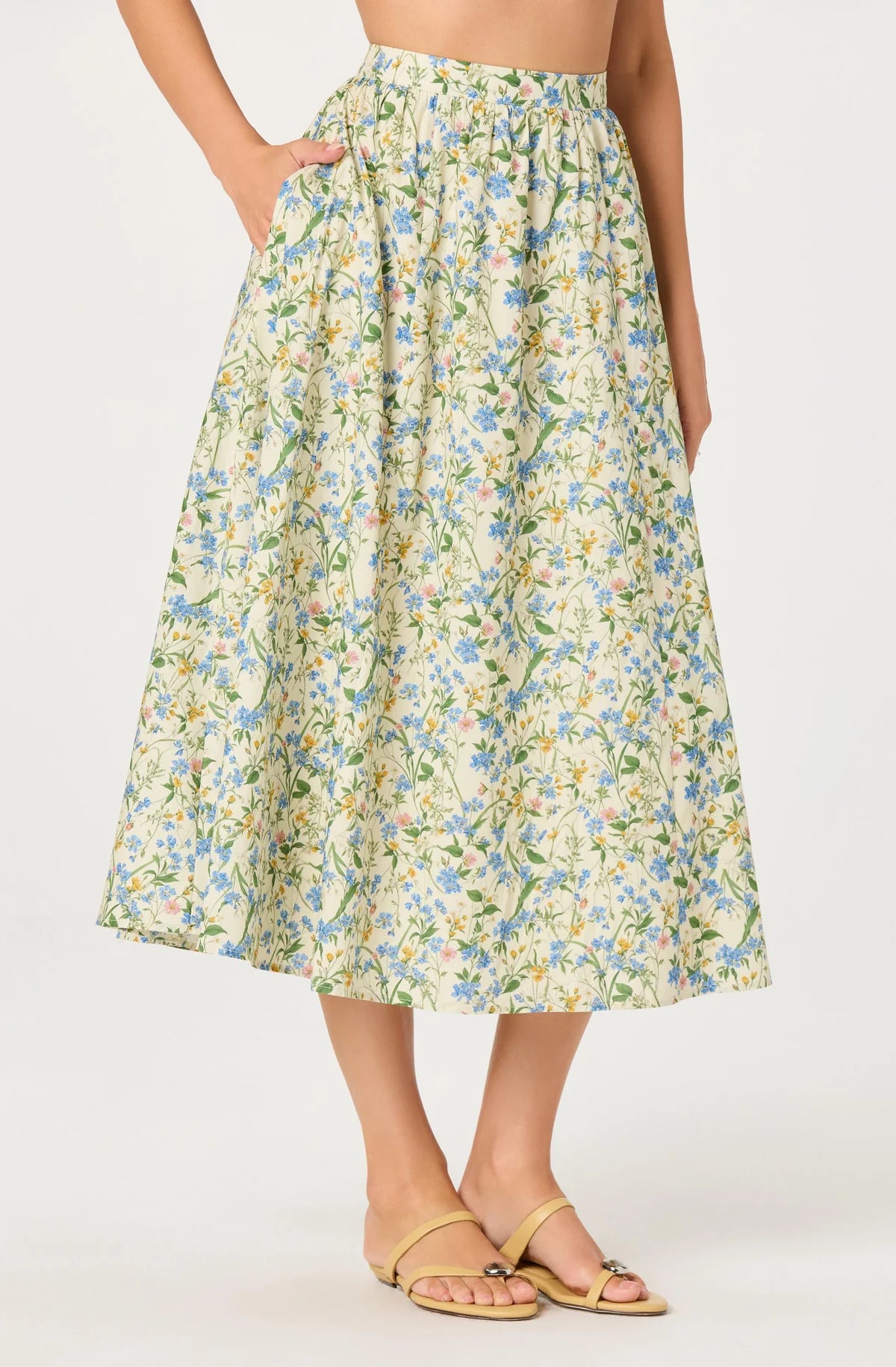 Wylda Floral Gathered A-Line Midi Skirt — view 3