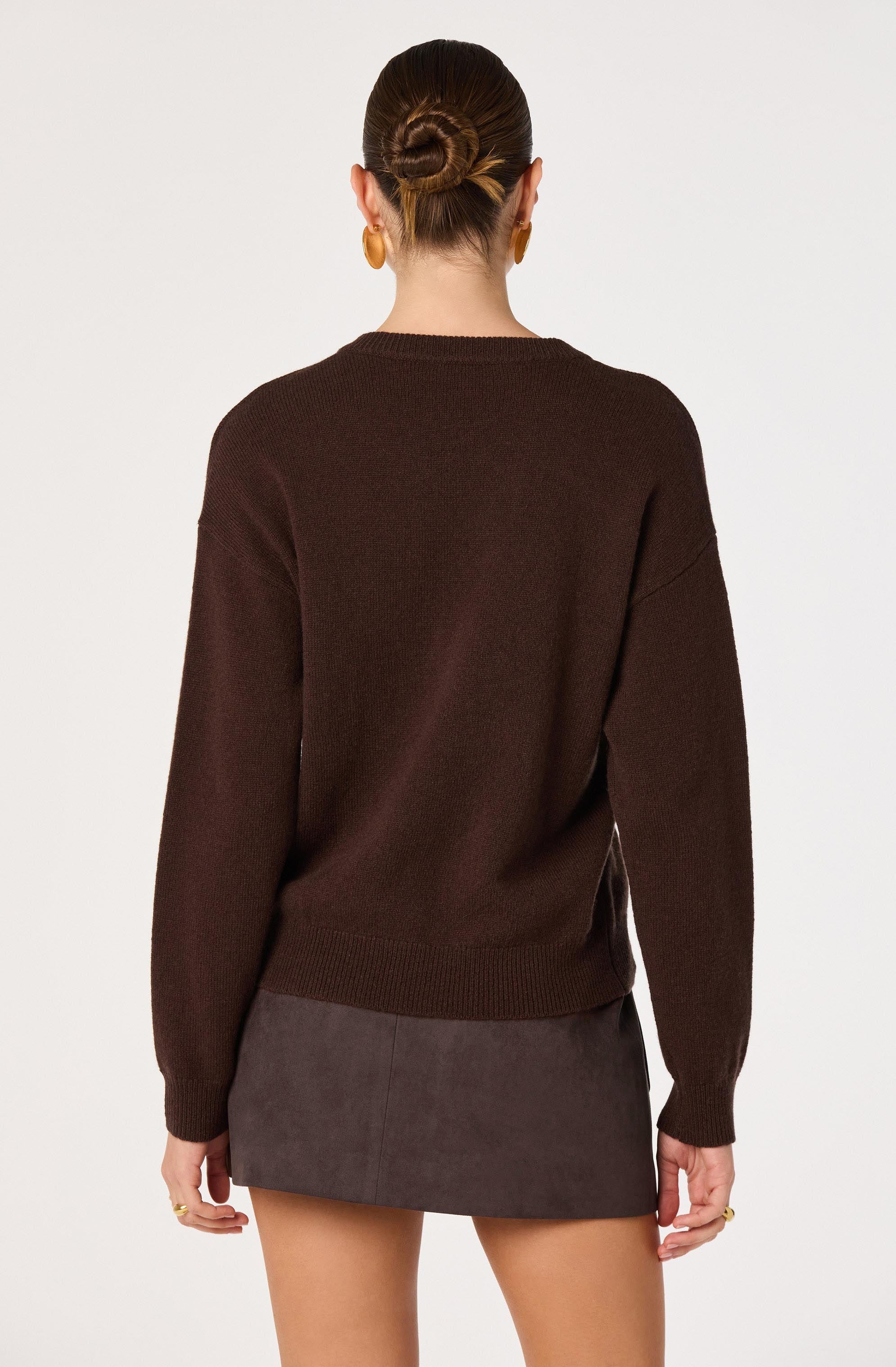 Bowie V-Neck Sweater in Brown — view 3