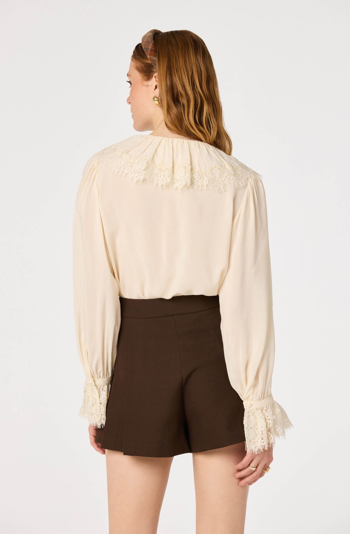 Emberly Lace Trim Blouse in Cream — view 4