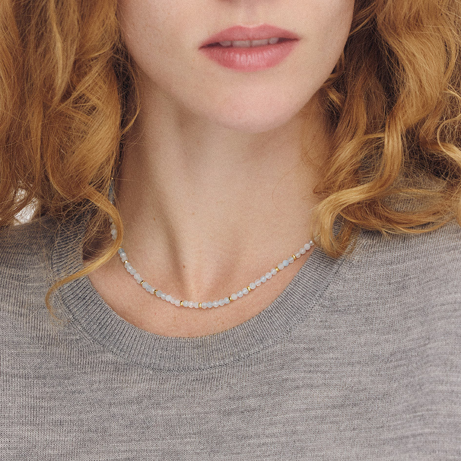 Aquamarine Faceted Gemstone Necklace — view 2