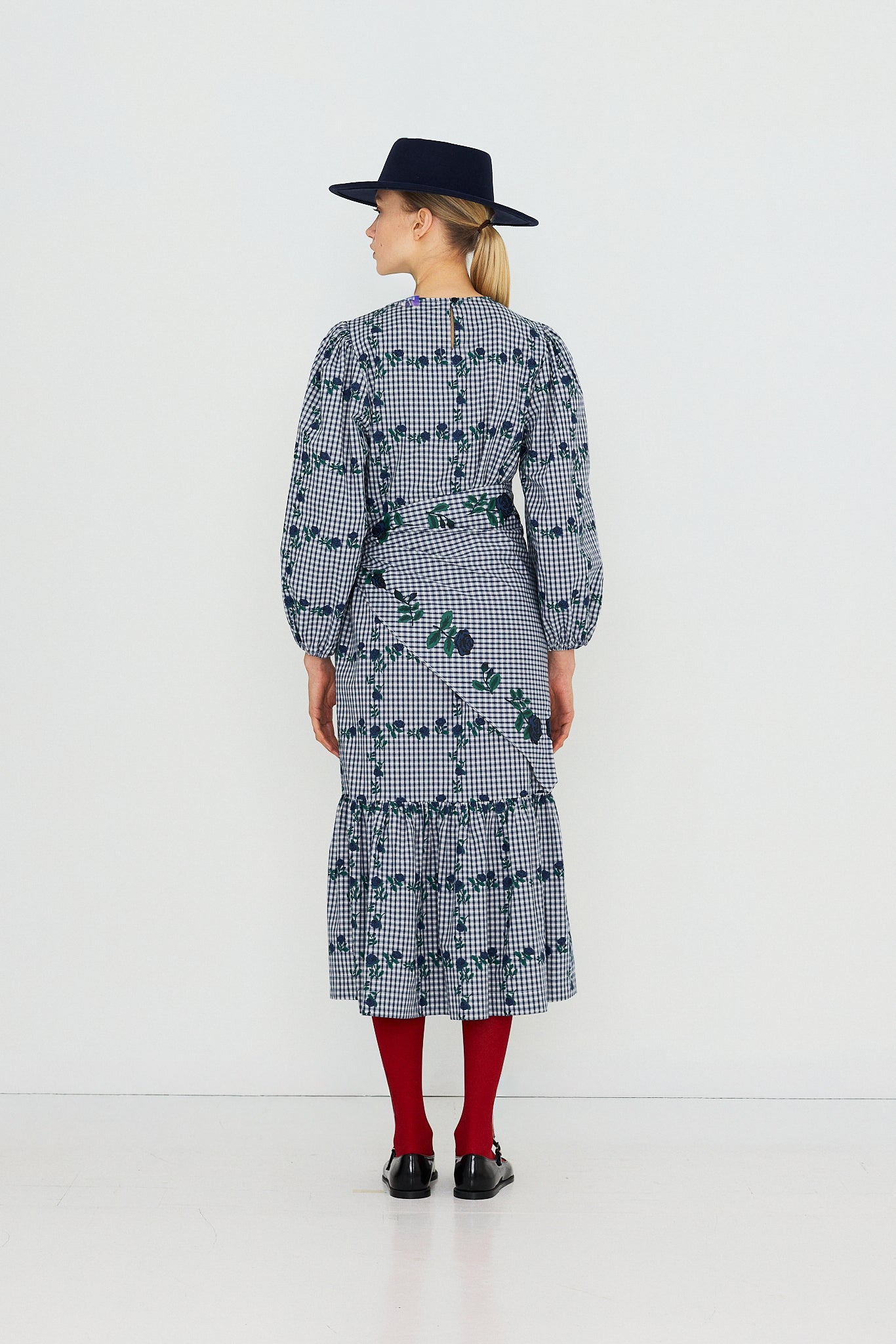 Tinycottons Roses Bandana Dress in Light Navy — view 5