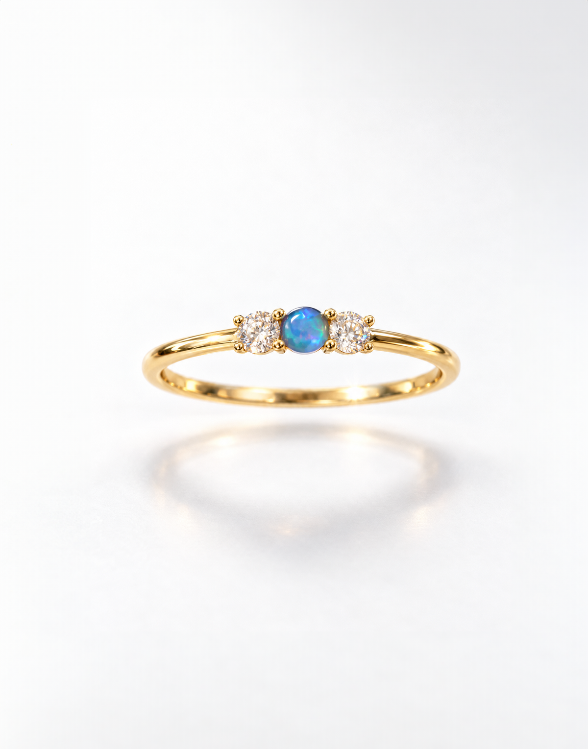 Blue Opal and Crystal Ring