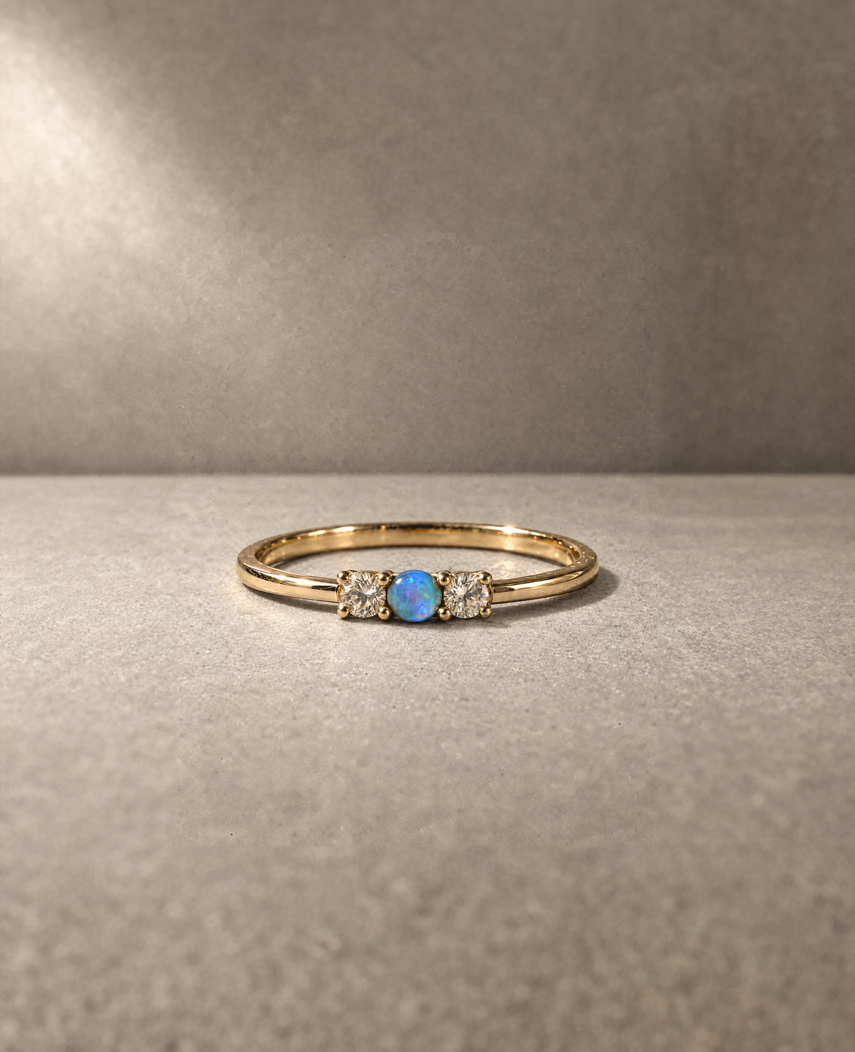 Blue Opal and Crystal Ring