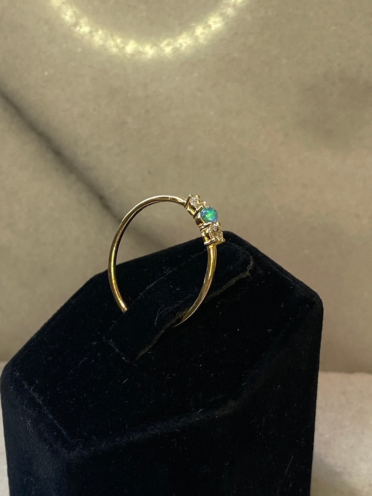 Blue Opal and Crystal Ring