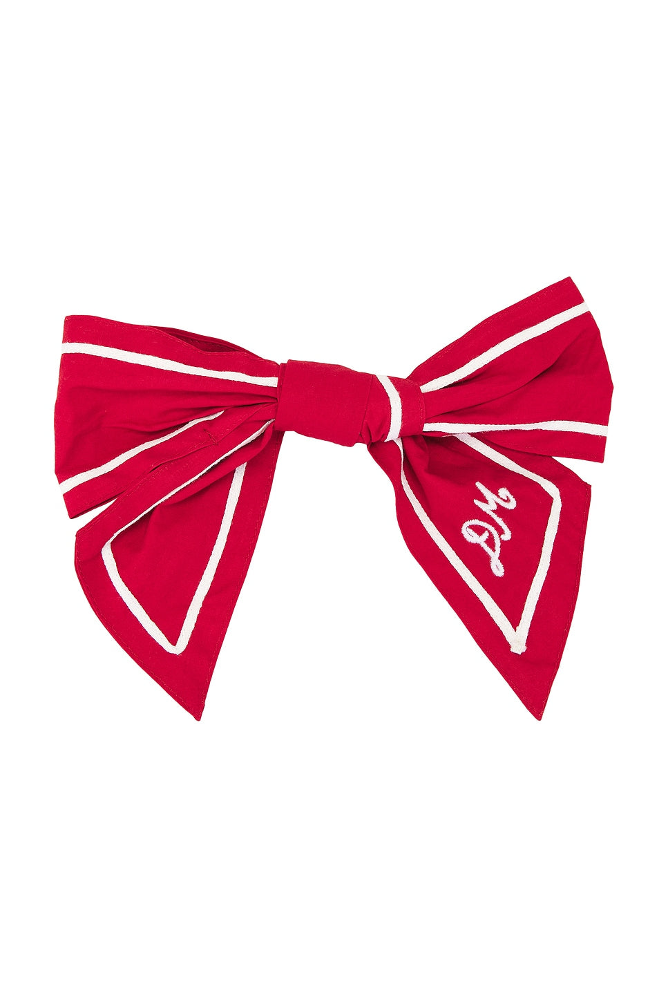Sailor Bow Clip in Red with White Piping — front view