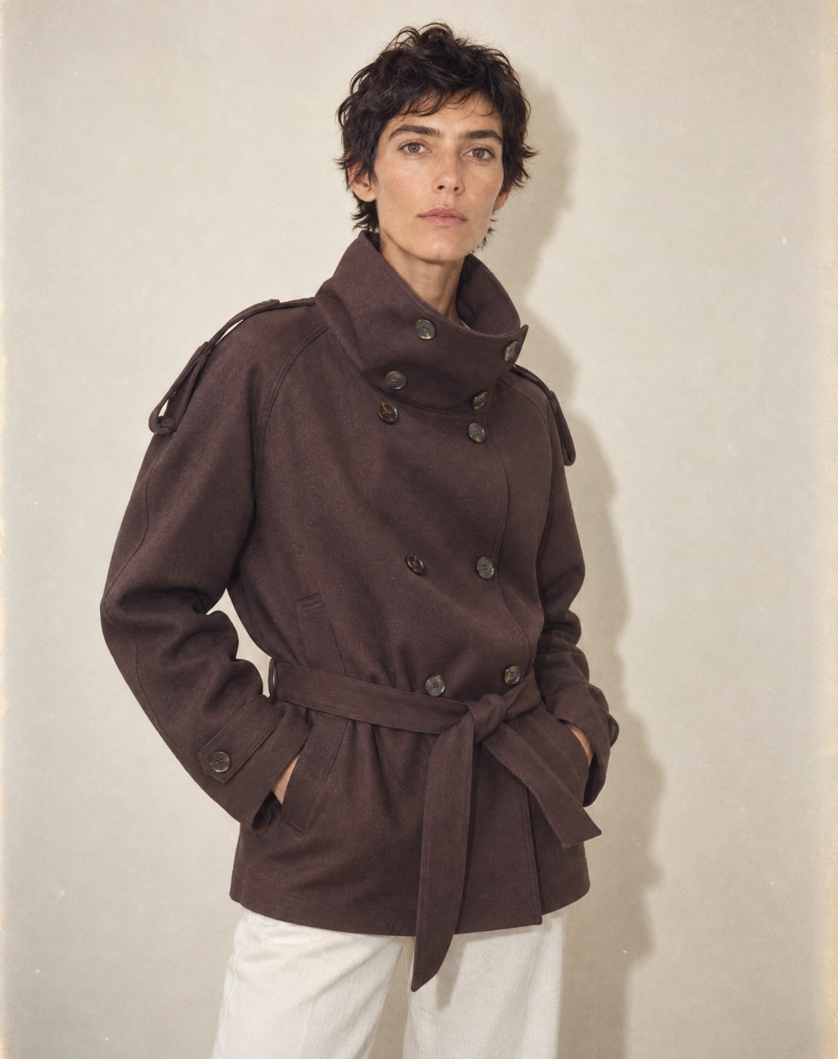 Deep Funnel Collar Jacket in Prune — view 1