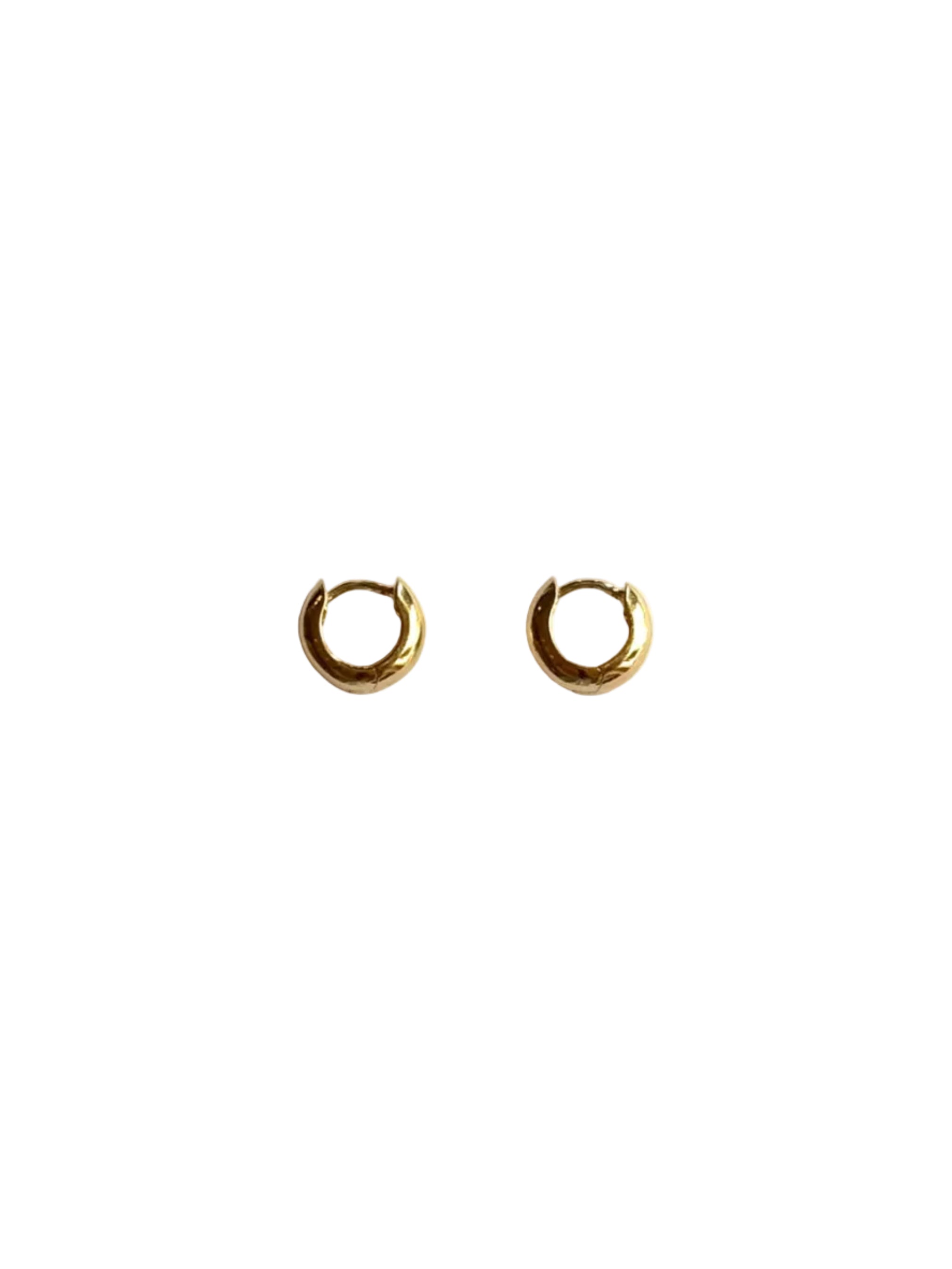 14k Bold Mini Huggie Hoops — front view
