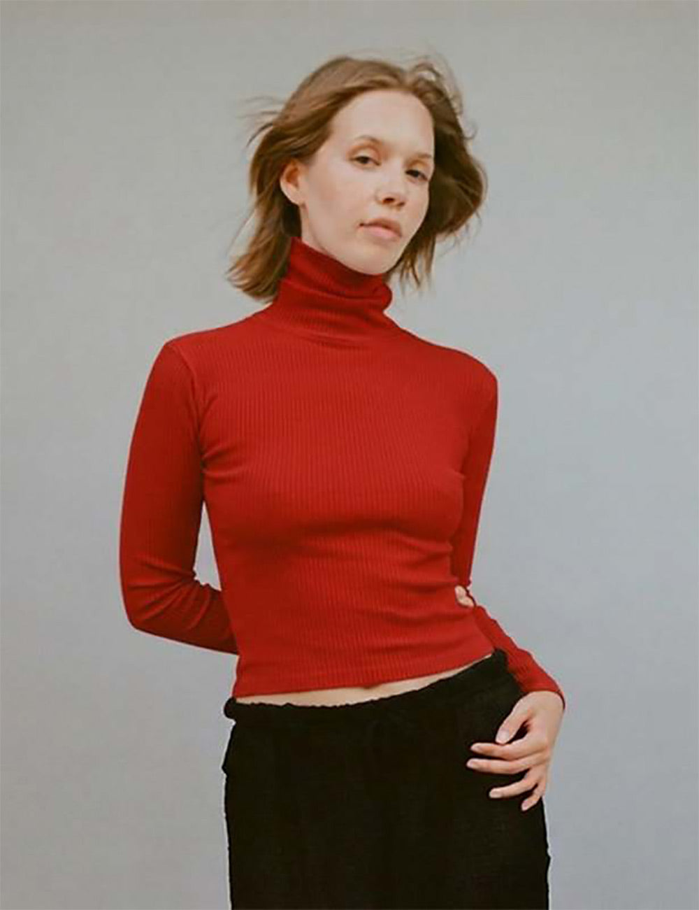 Bellevue Turtleneck Long Sleeve Tee in Tomate