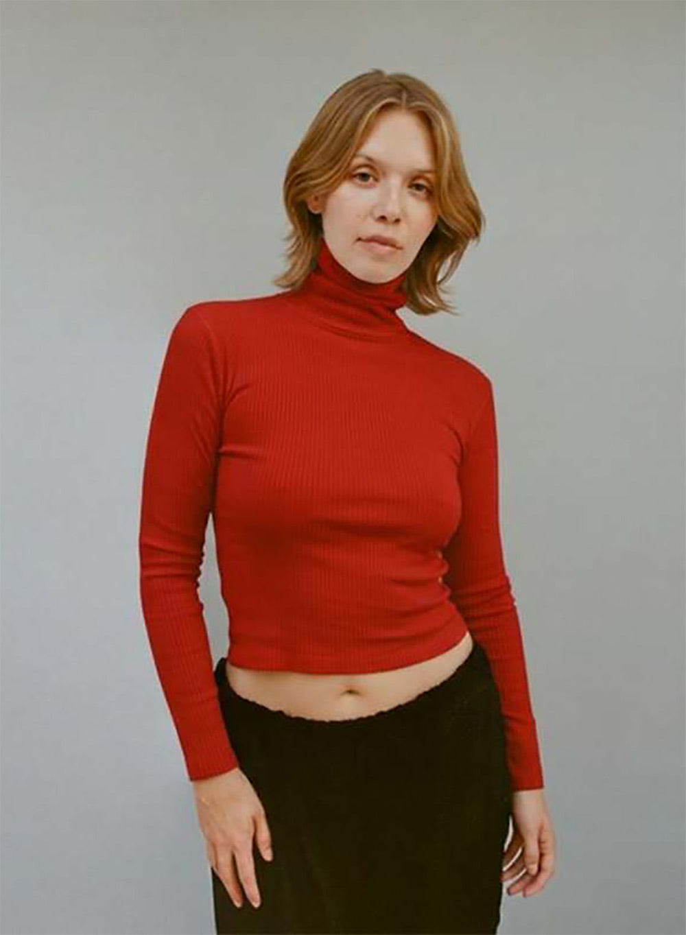 Bellevue Turtleneck Long Sleeve Tee in Tomate