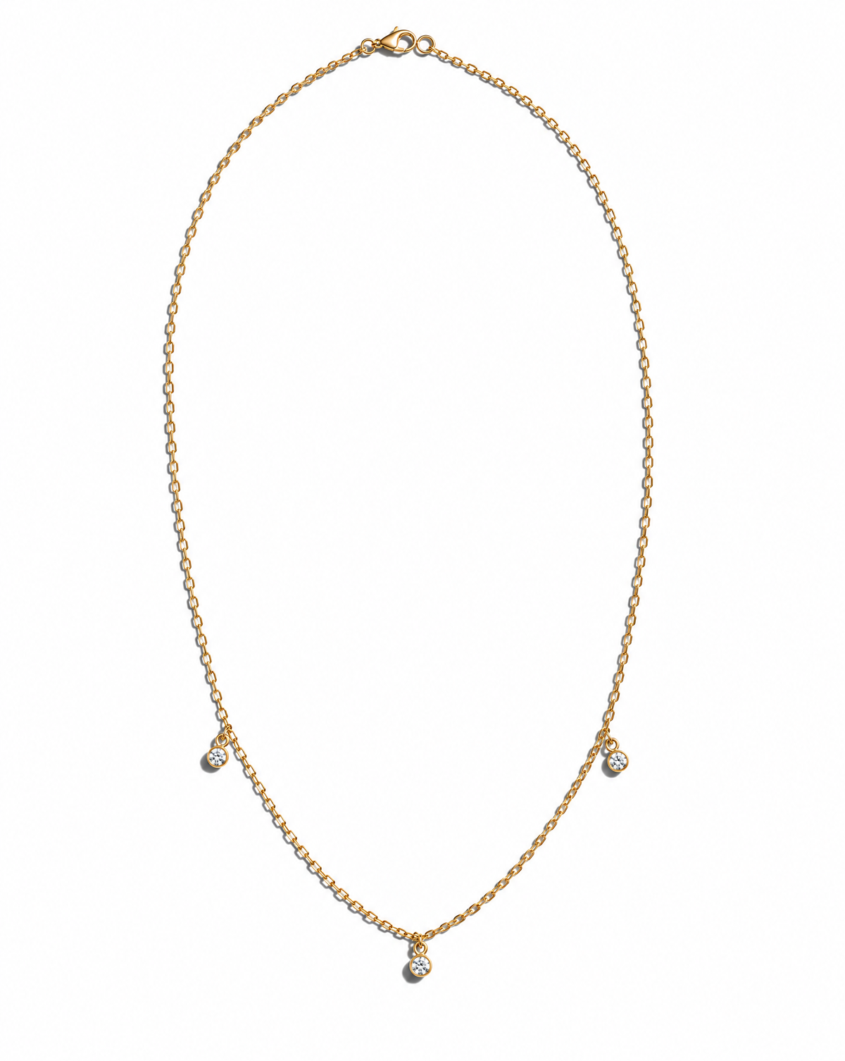 Gold Box Chain with Solitaire Crystal Charms