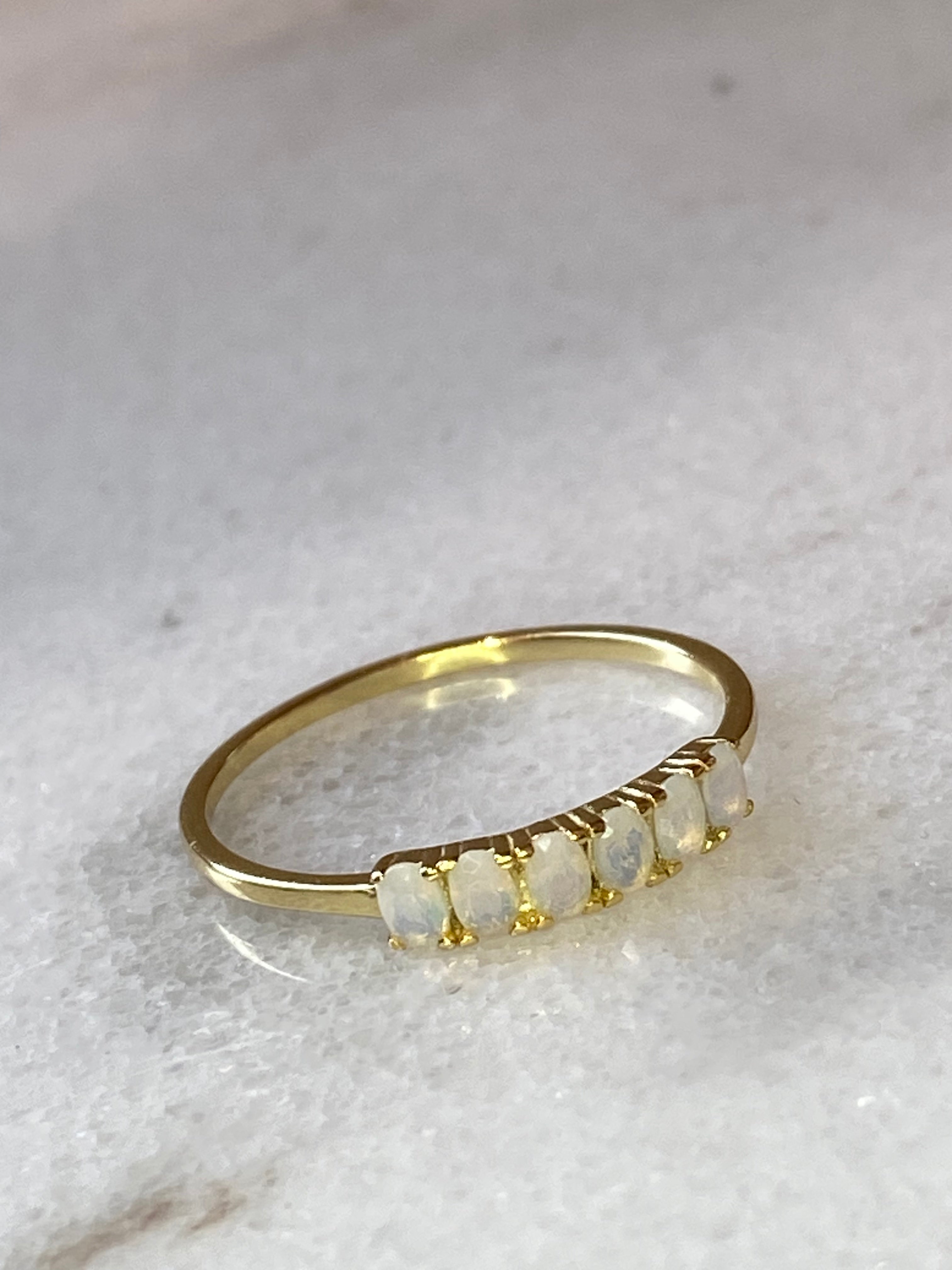 White Opal Oval Ring