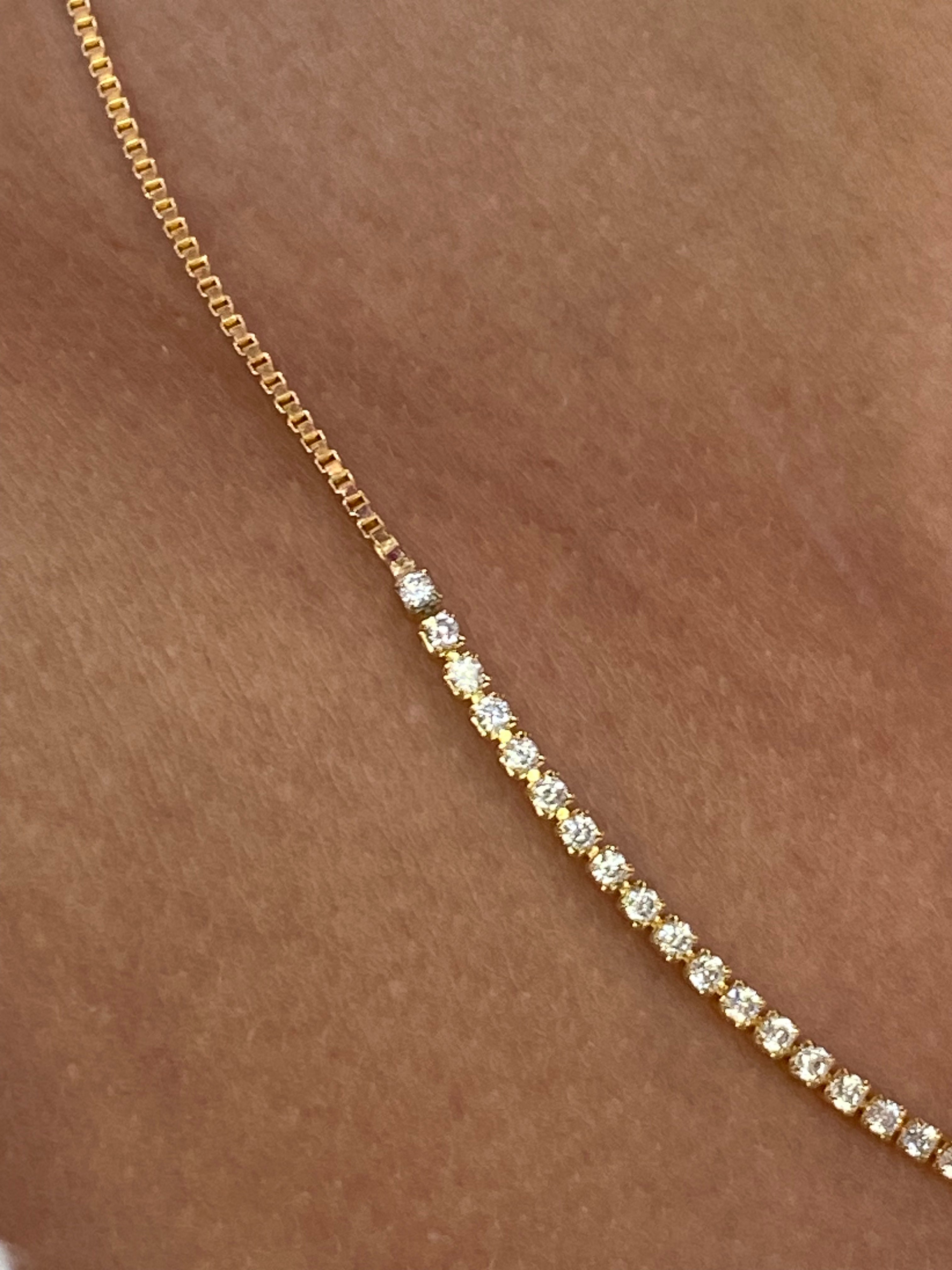 Gold Box Chain and Crystal Necklace