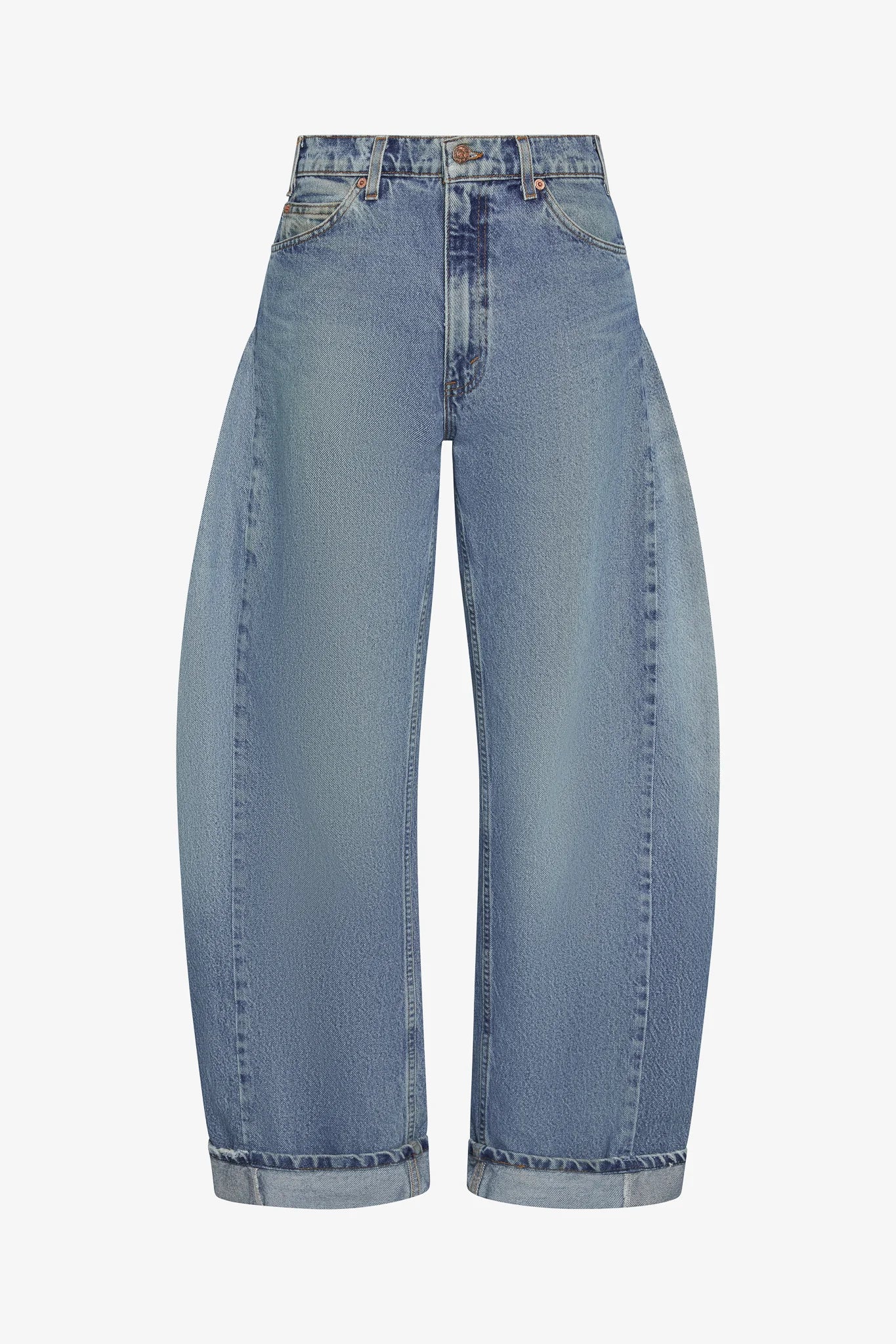 Mini Cuff Barrel Jeans in Light/Med