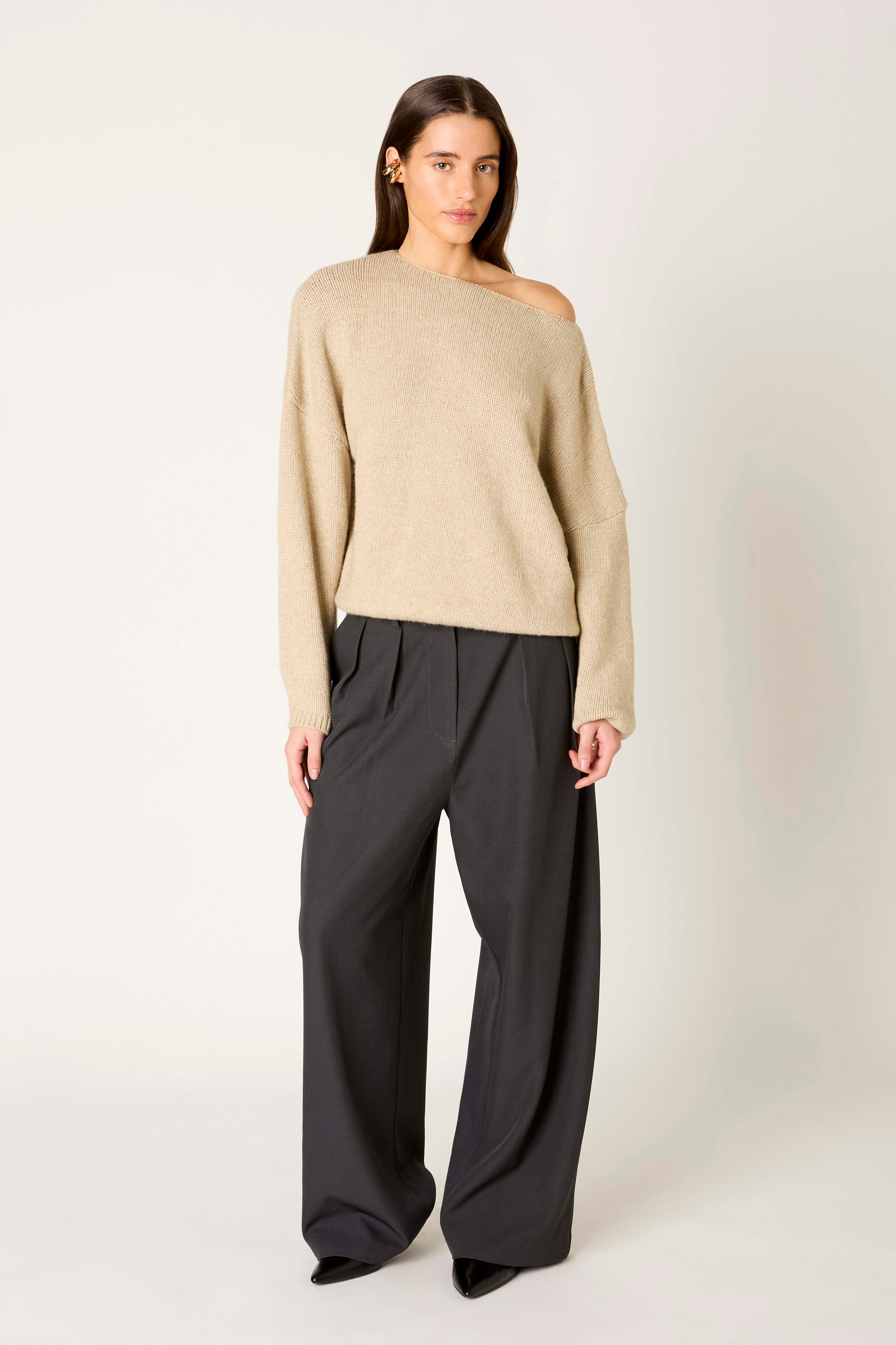 Nightmoor Sweater in Oatmeal front view