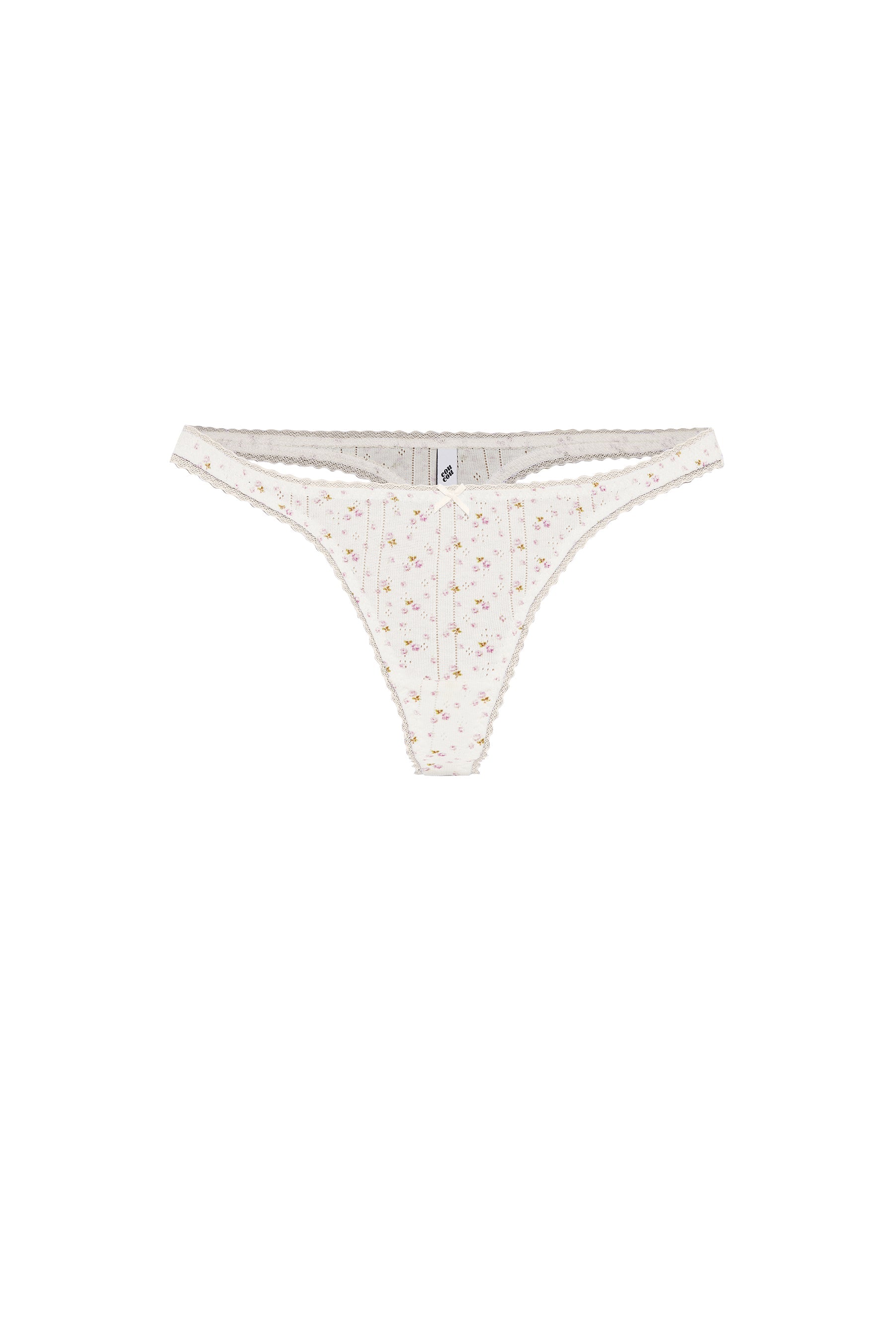 The Thong in English Rose Pointelle — view 3