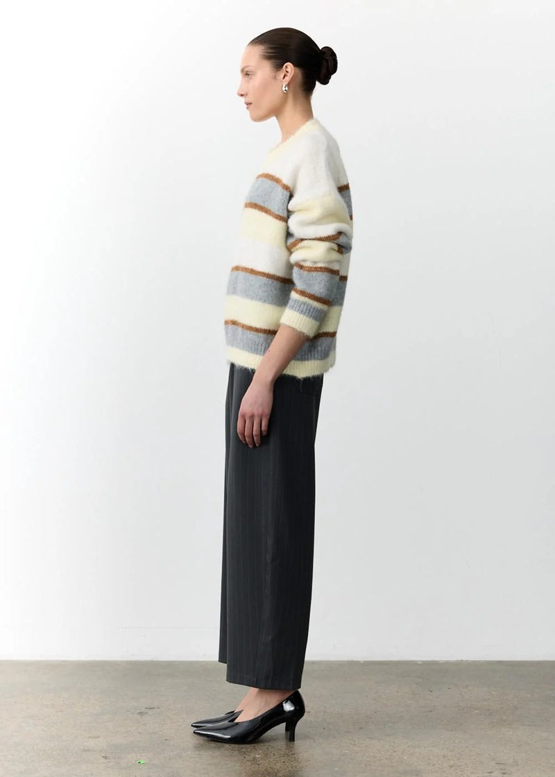 Penelope Barrel Leg Trouser in Charcoal Pinstripe — view 3