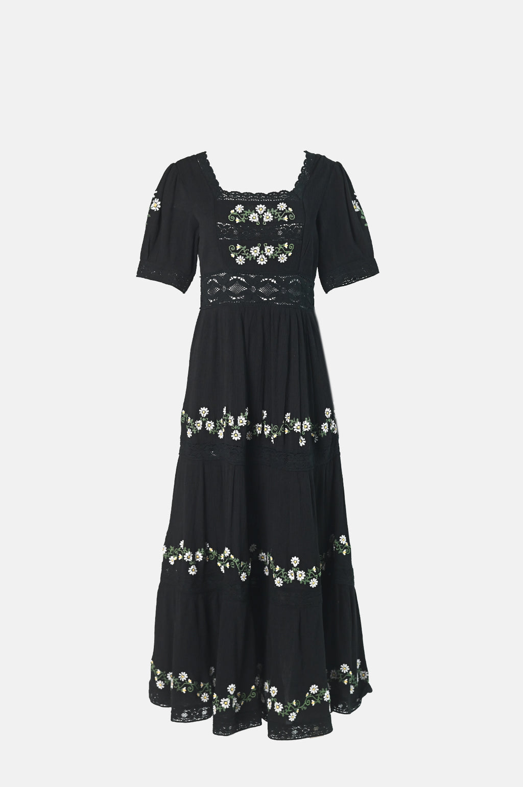 Philippa Dress in Lilia Embroidery Black