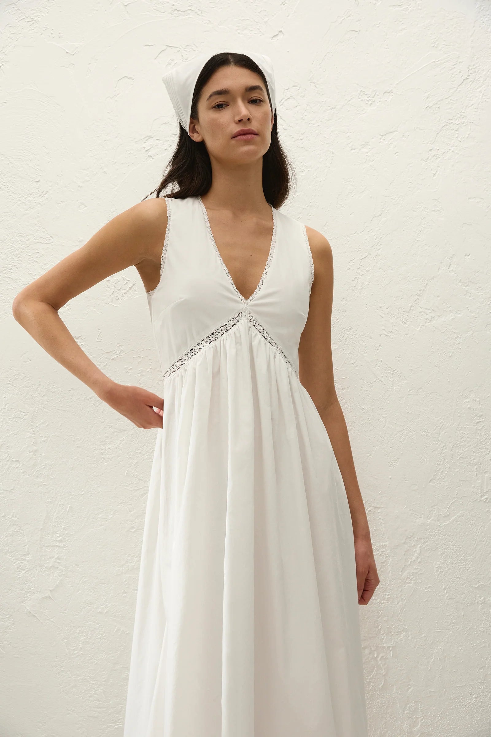 Fiora Mini Dress in Fresco Lace White — view 3