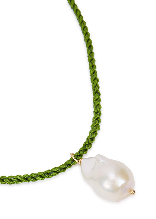 Baroque Pearl Necklace in Green — view 4
