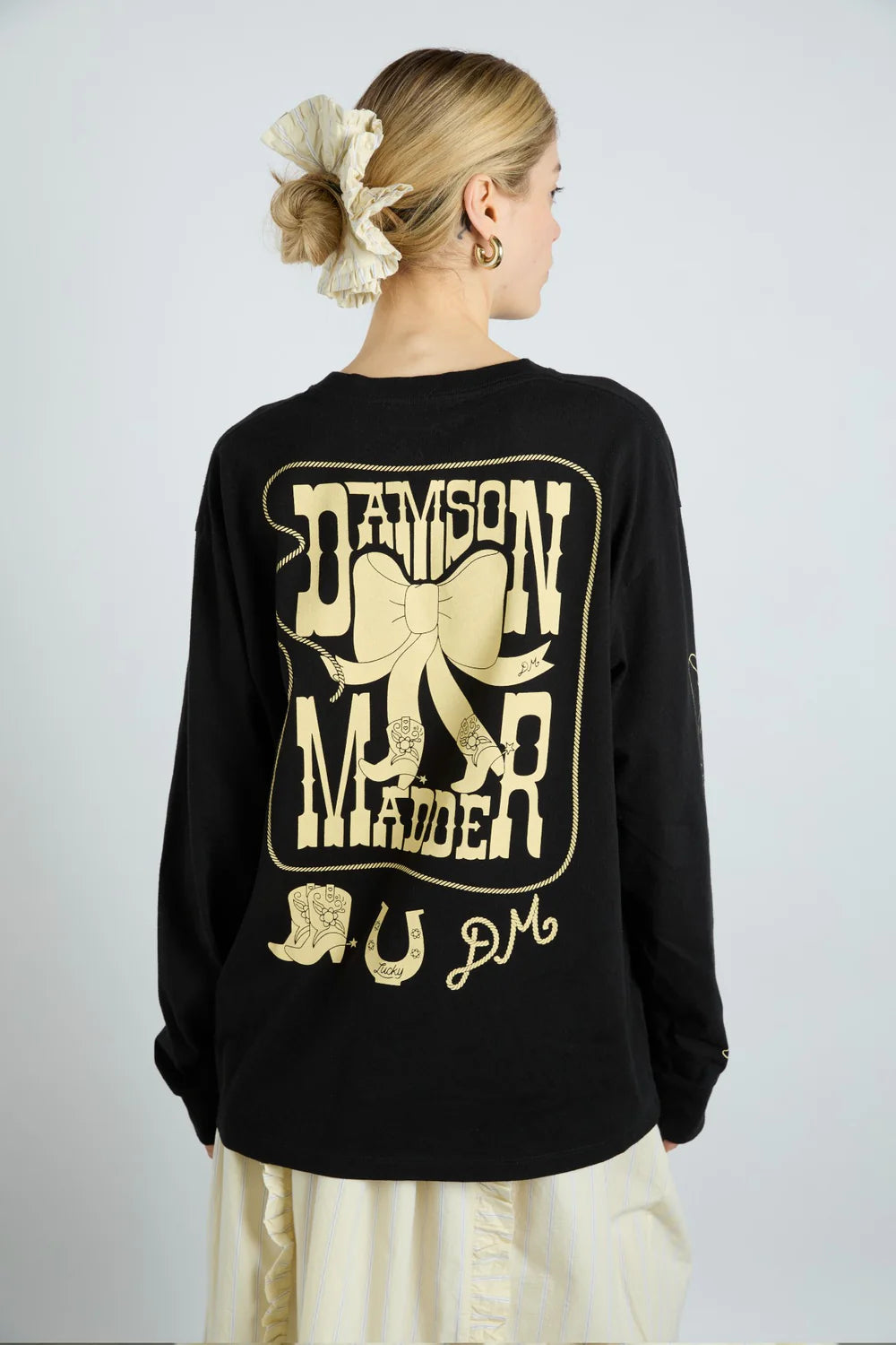 Cow Bow Long Sleeve in Charcoal