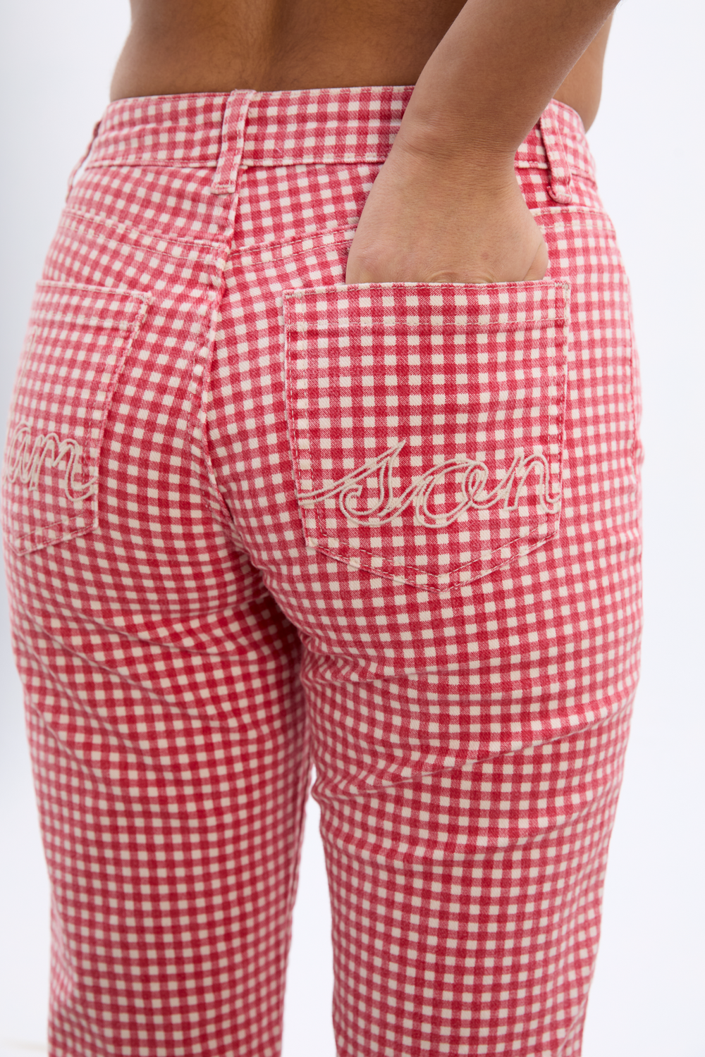 Kenny Jeans in Red Gingham — view 8