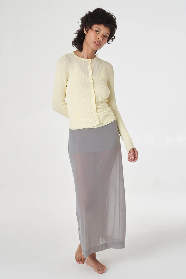 Light Weight Vary Rib Knit Cardigan in Butter