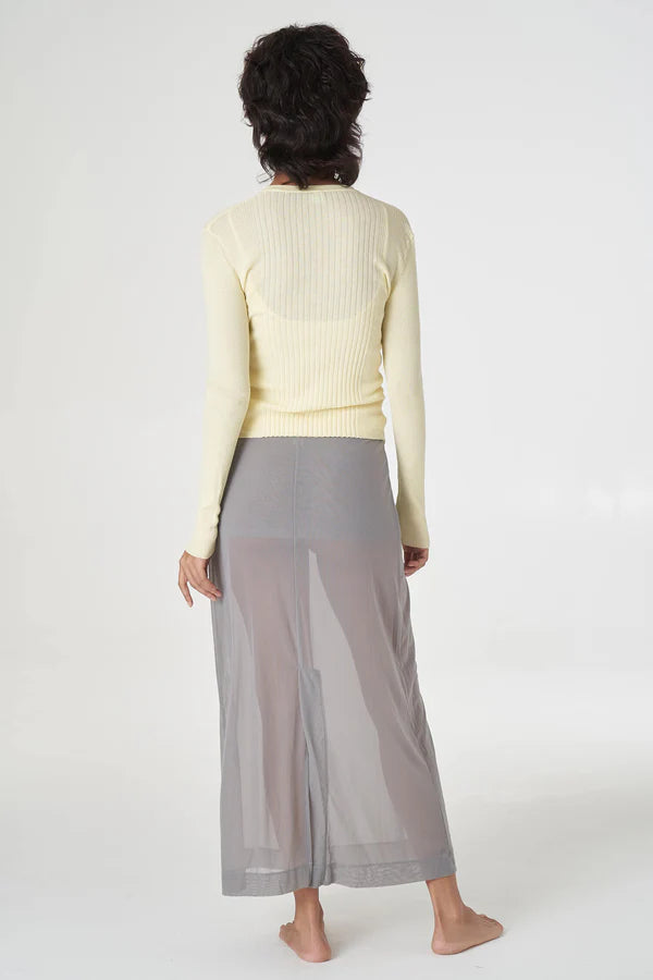 Light Weight Vary Rib Knit Cardigan in Butter — view 3